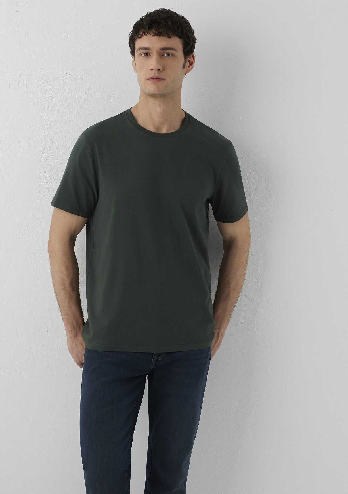 Mavi Stretch Yeşil Basic Tişört