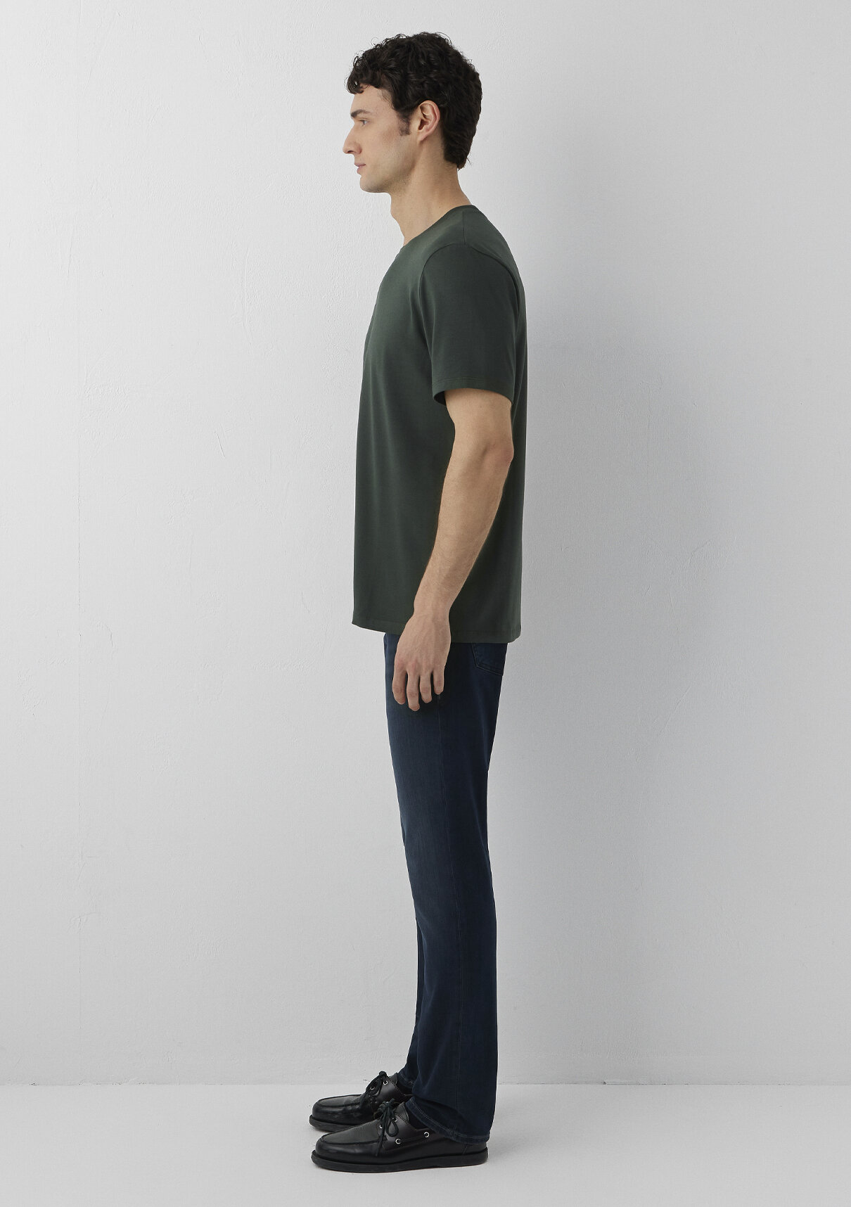 Mavi Stretch Yeşil Basic Tişört görsel 4