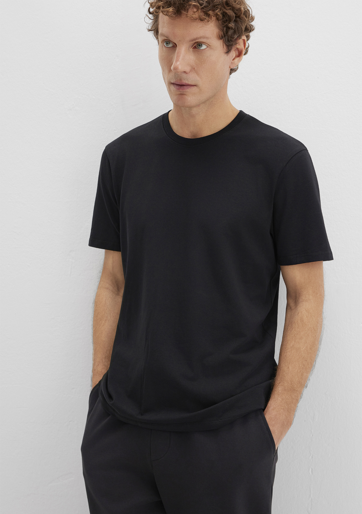 Mavi Stretch Siyah Basic Tişört görsel 2