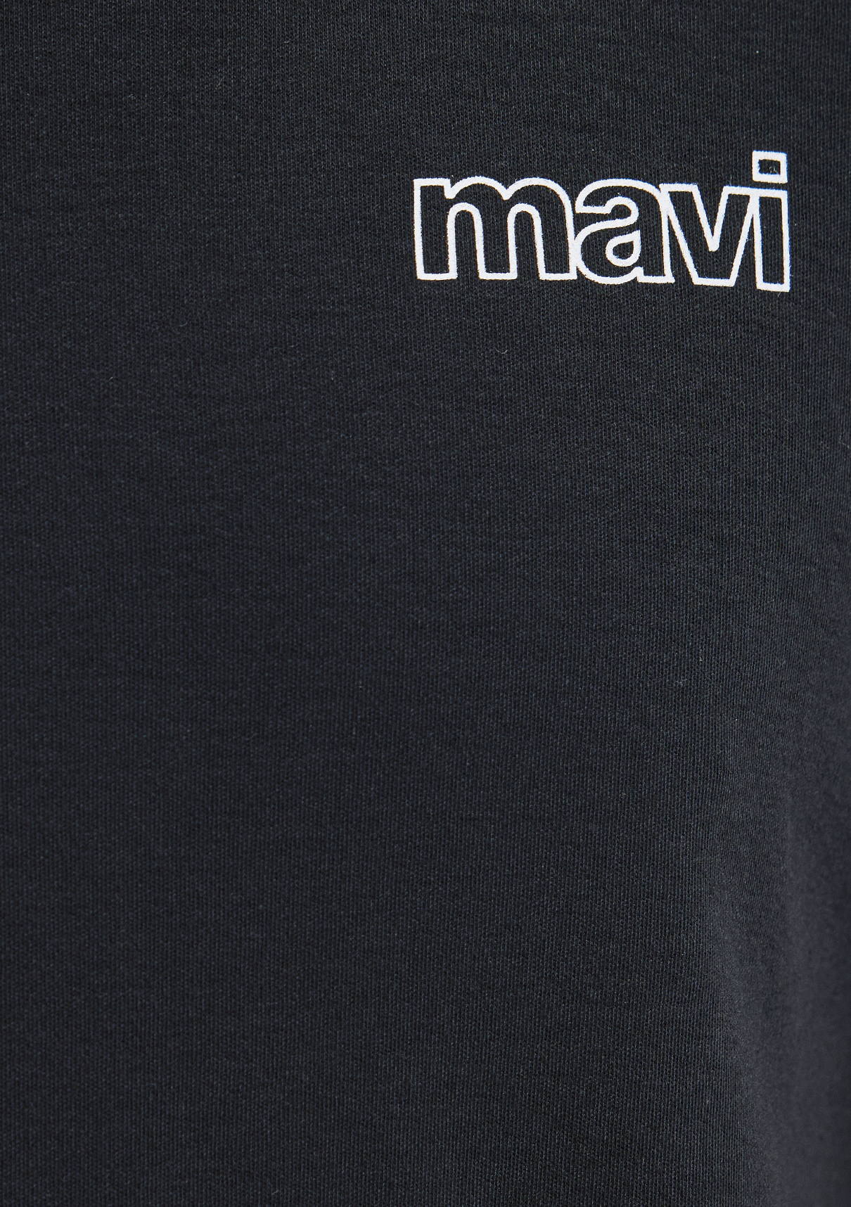 Mavi Logo Baskılı Siyah İnterlok Tişört görsel 6