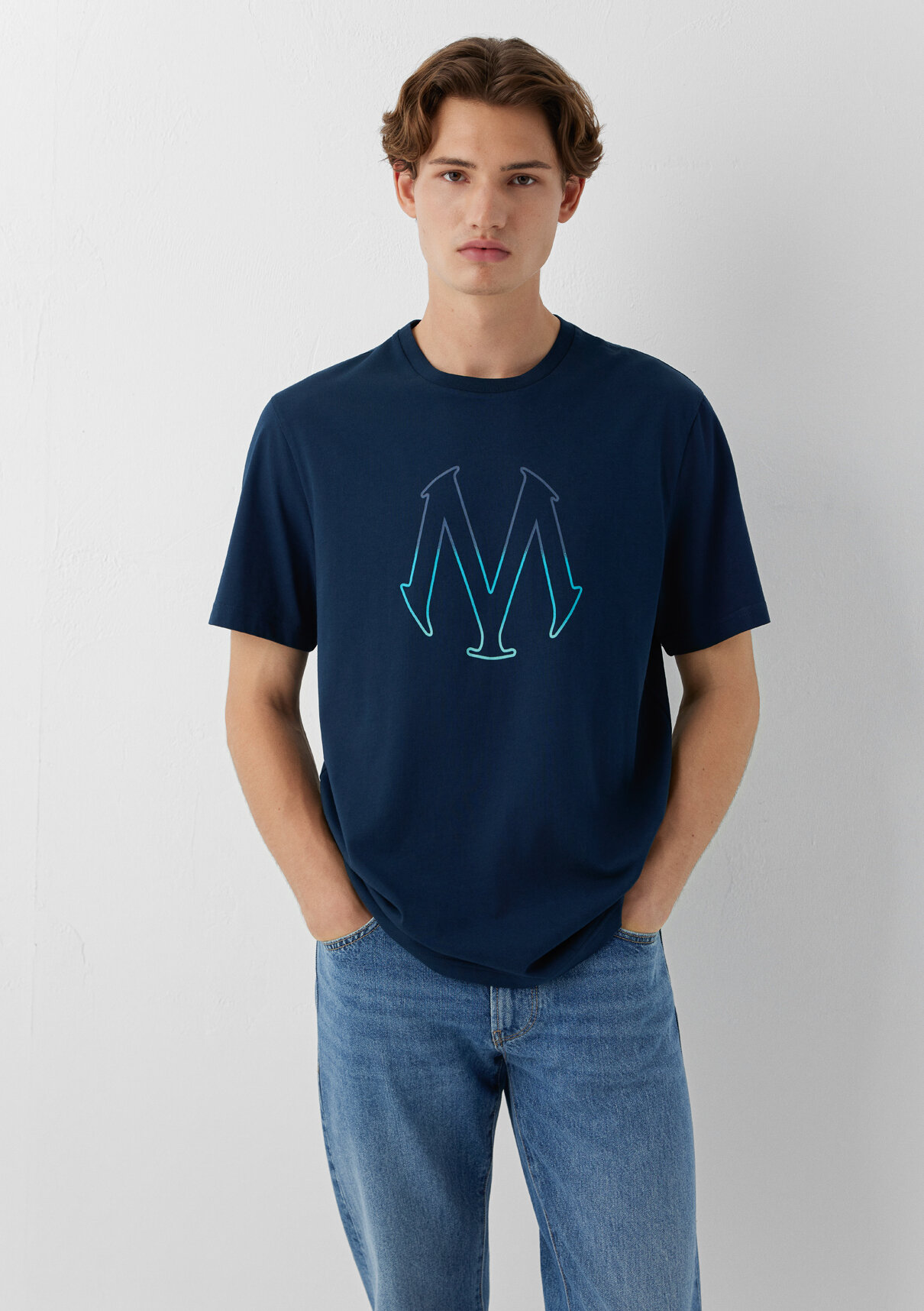 Mavi Logo Baskılı Lacivert Tişört