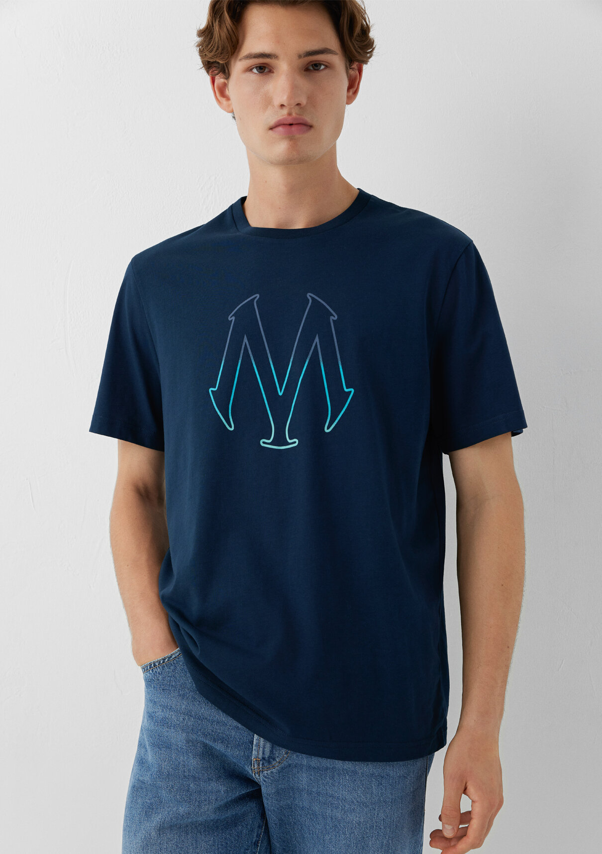 Mavi Logo Baskılı Lacivert Tişört görsel 2