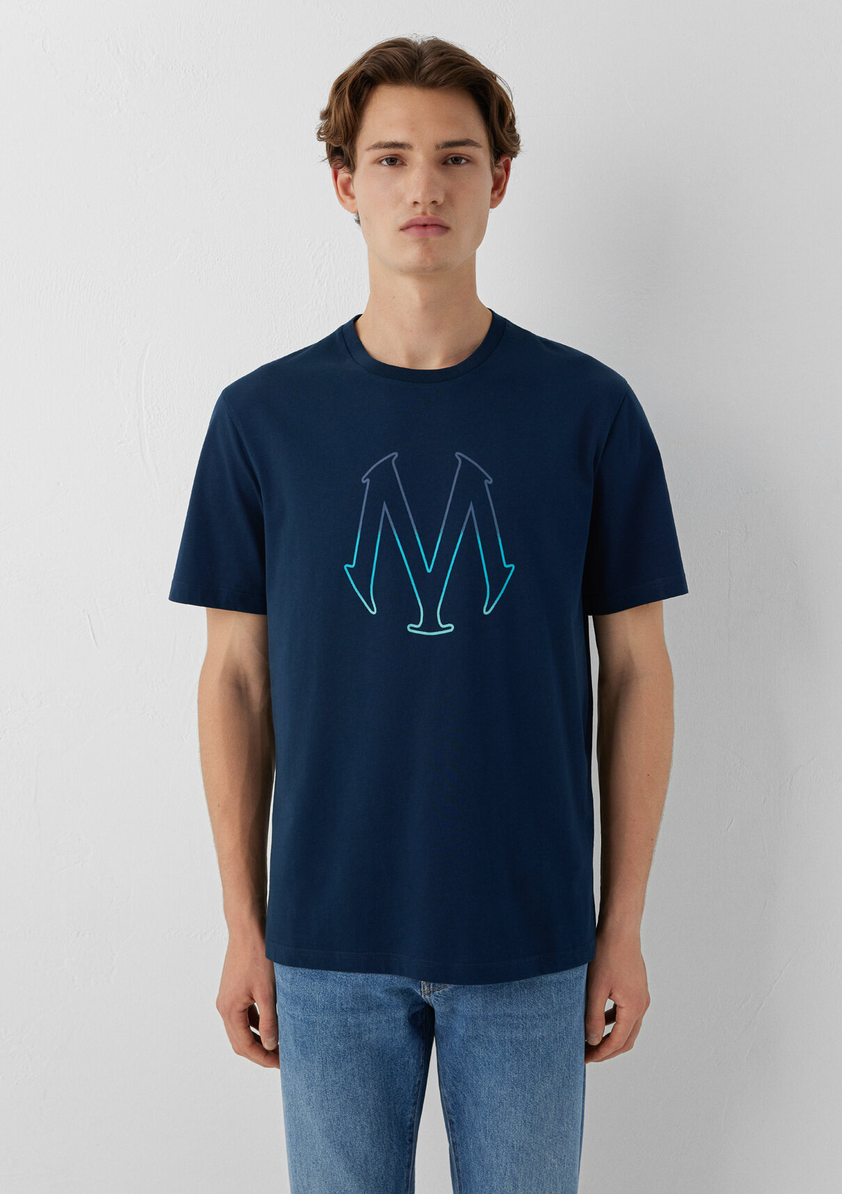 Mavi Logo Baskılı Lacivert Tişört görsel 3