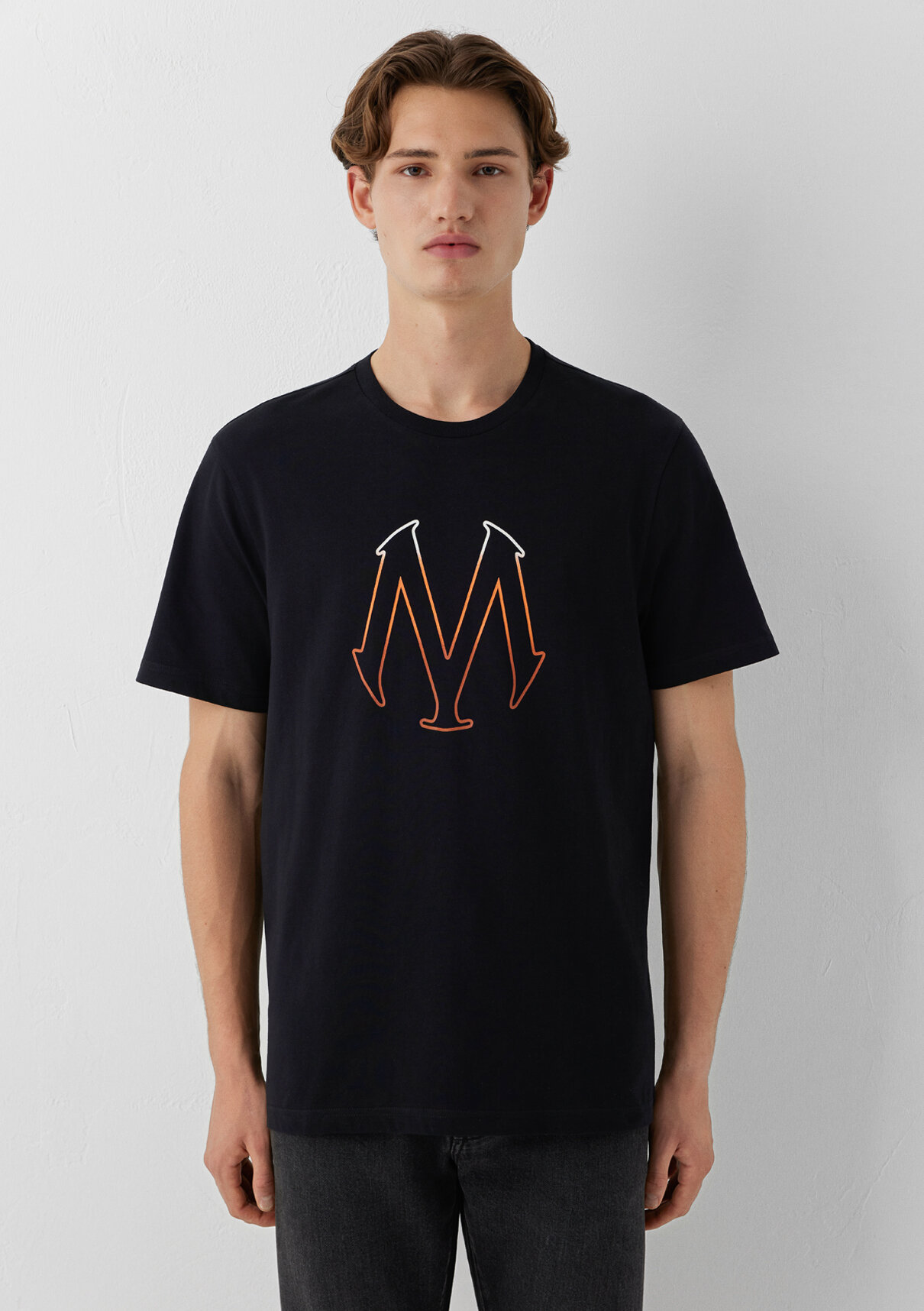 Mavi Logo Baskılı Siyah Tişört görsel 3