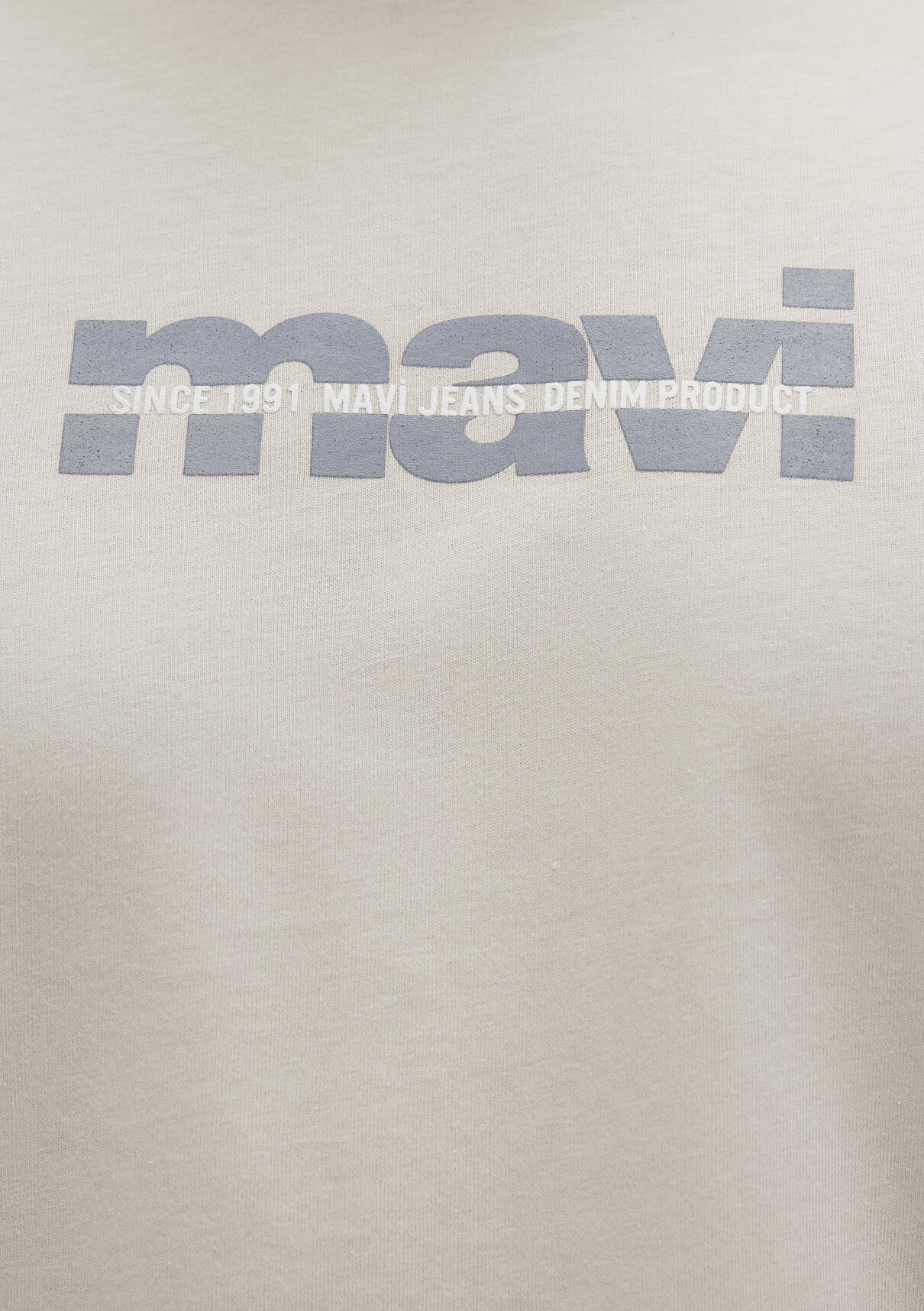 Mavi Logo Baskılı Bej Tişört görsel 6