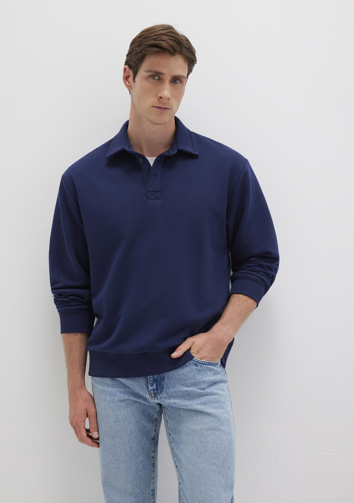 Mavi Lacivert Polo Sweatshirt