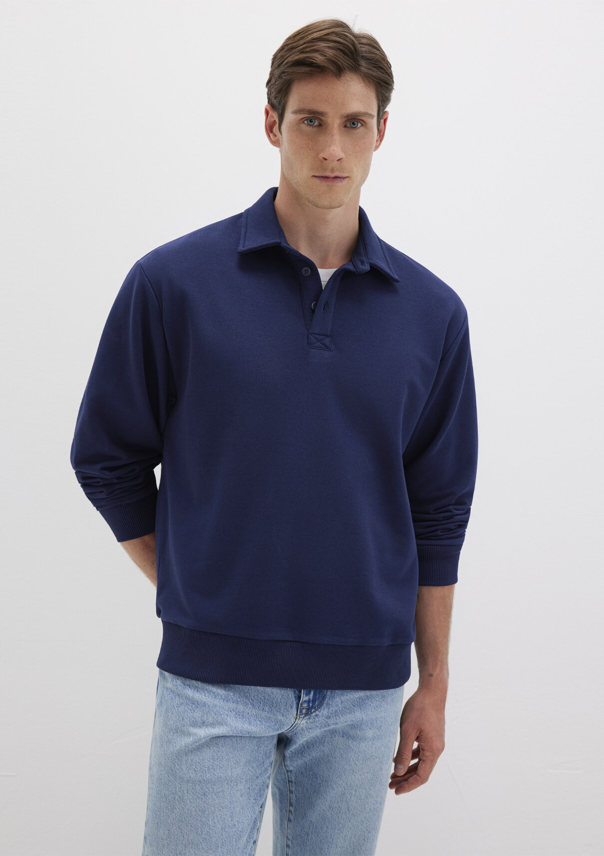 Mavi Lacivert Polo Sweatshirt görsel 2