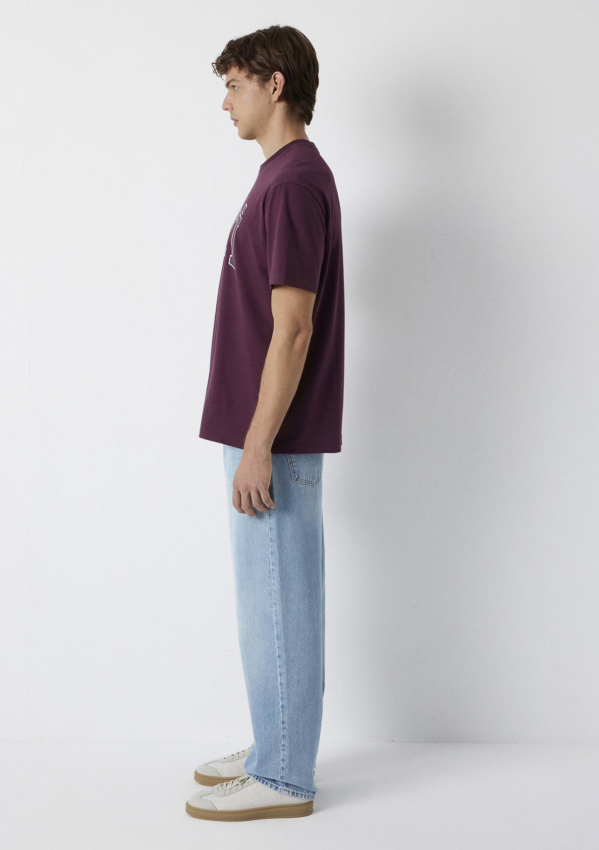 Mavi Logo Baskılı Mor Tişört görsel 4