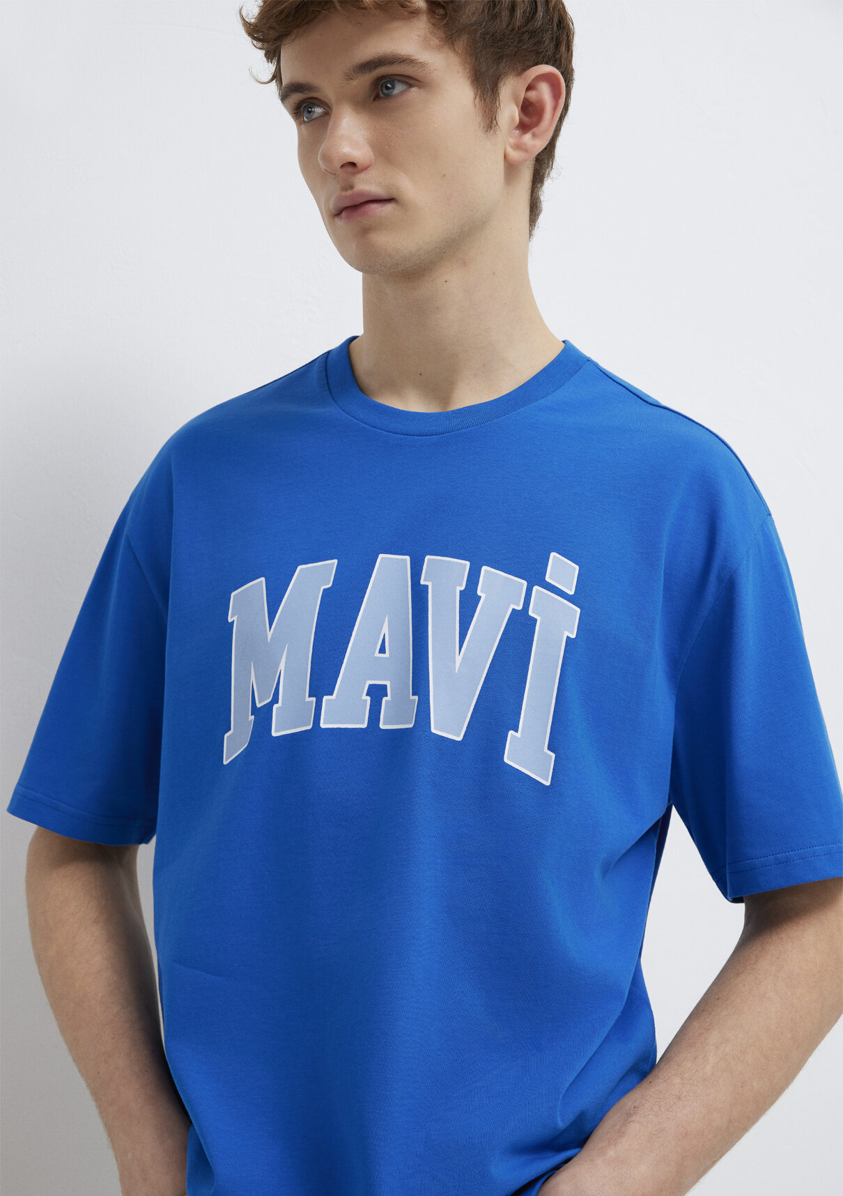 Mavi Logo Baskılı Mavi Tişört görsel 2