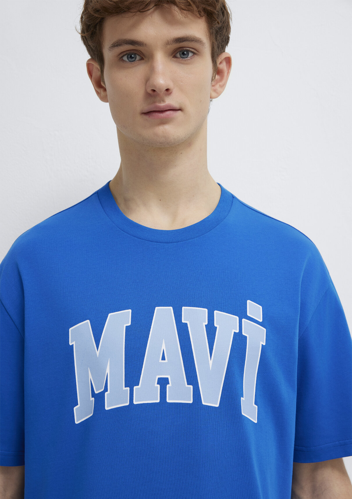 Mavi Logo Baskılı Mavi Tişört görsel 6