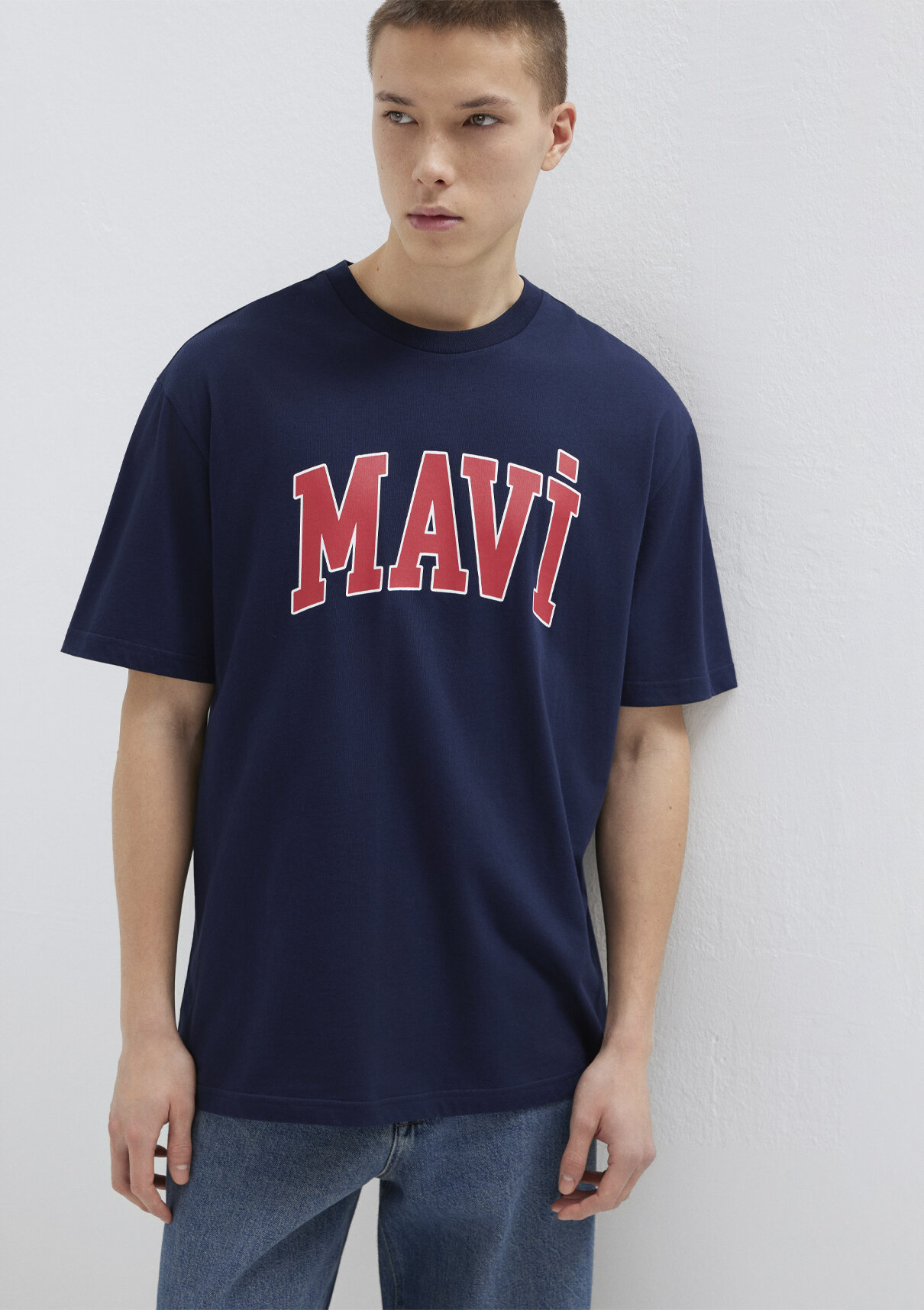 Mavi Logo Baskılı Lacivert Tişört görsel 2