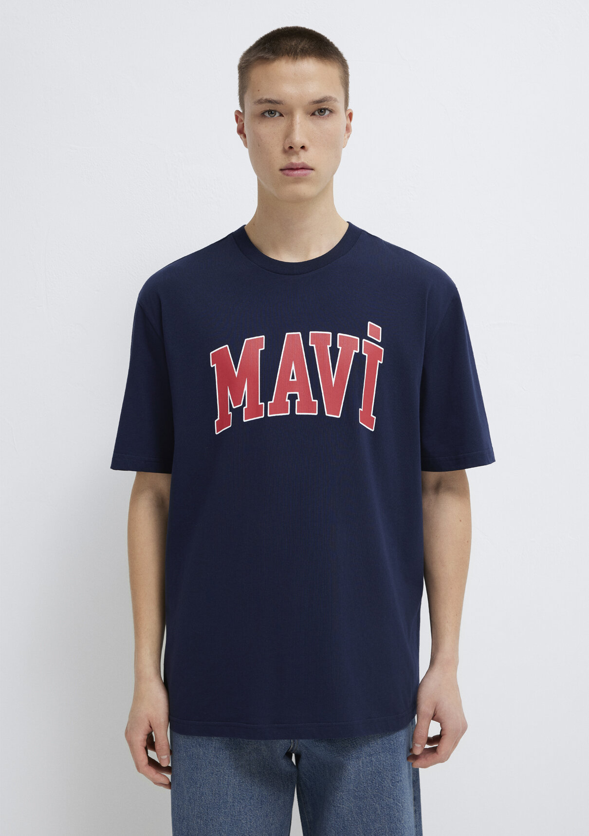 Mavi Logo Baskılı Lacivert Tişört görsel 3