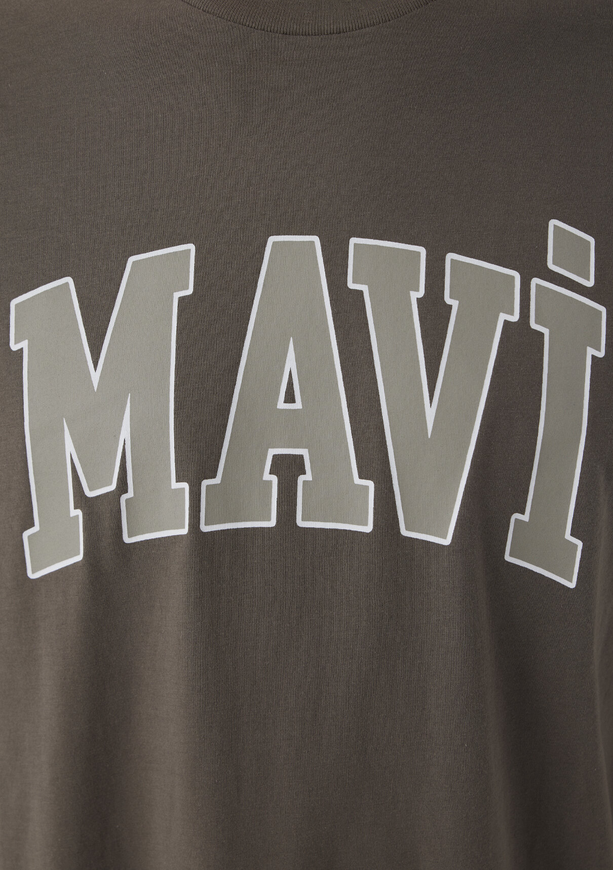 Mavi Logo Baskılı Kahverengi Tişört görsel 7