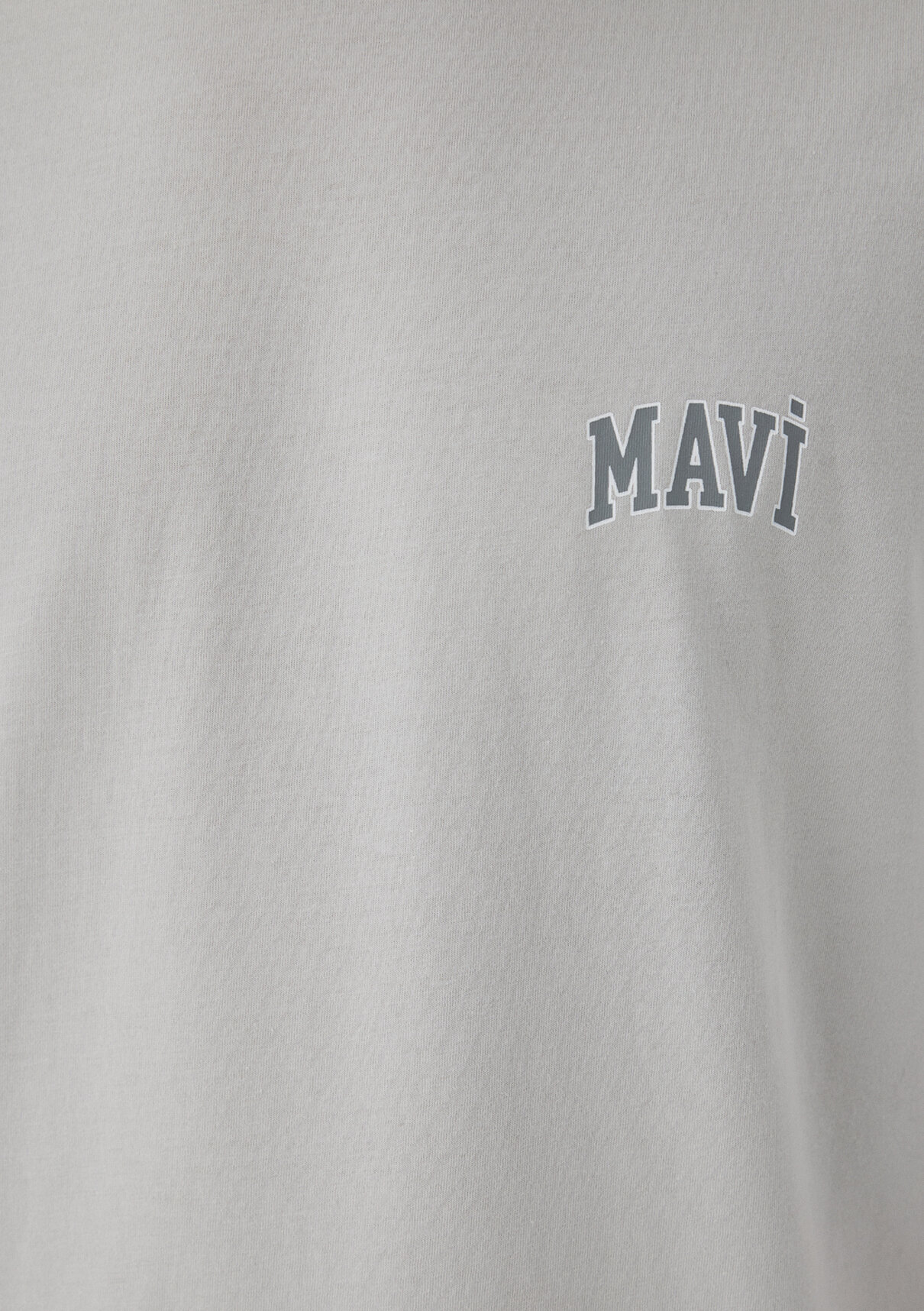 Mavi Logo Baskılı Gri Tişört görsel 7