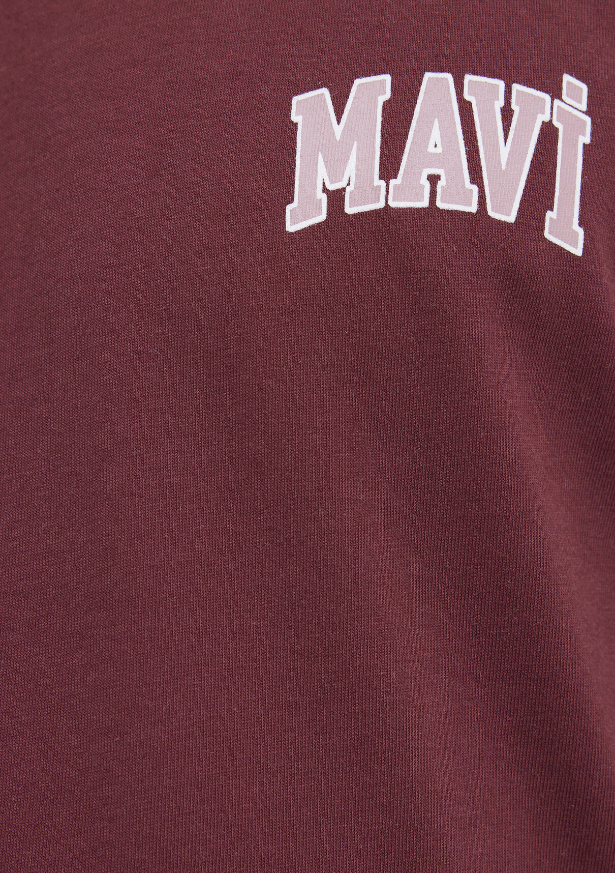 Mavi Logo Baskılı Bordo Tişört görsel 7