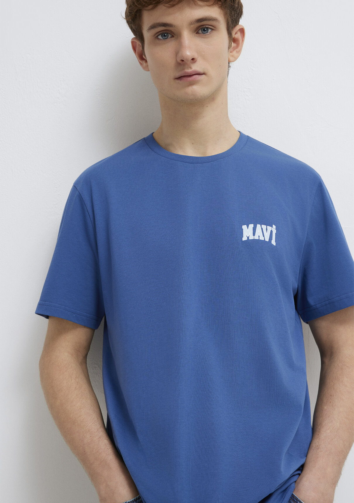 Mavi Logo Baskılı Mavi Tişört görsel 2