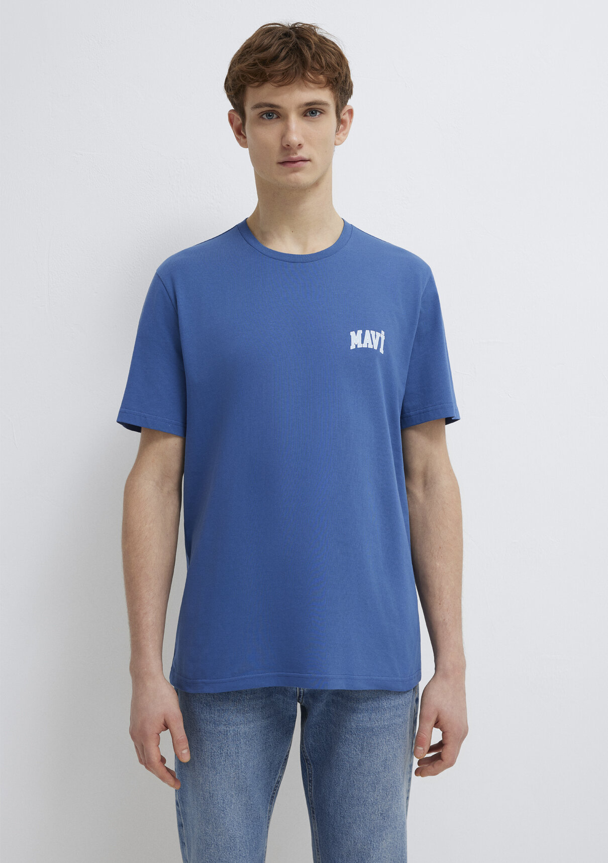 Mavi Logo Baskılı Mavi Tişört görsel 3