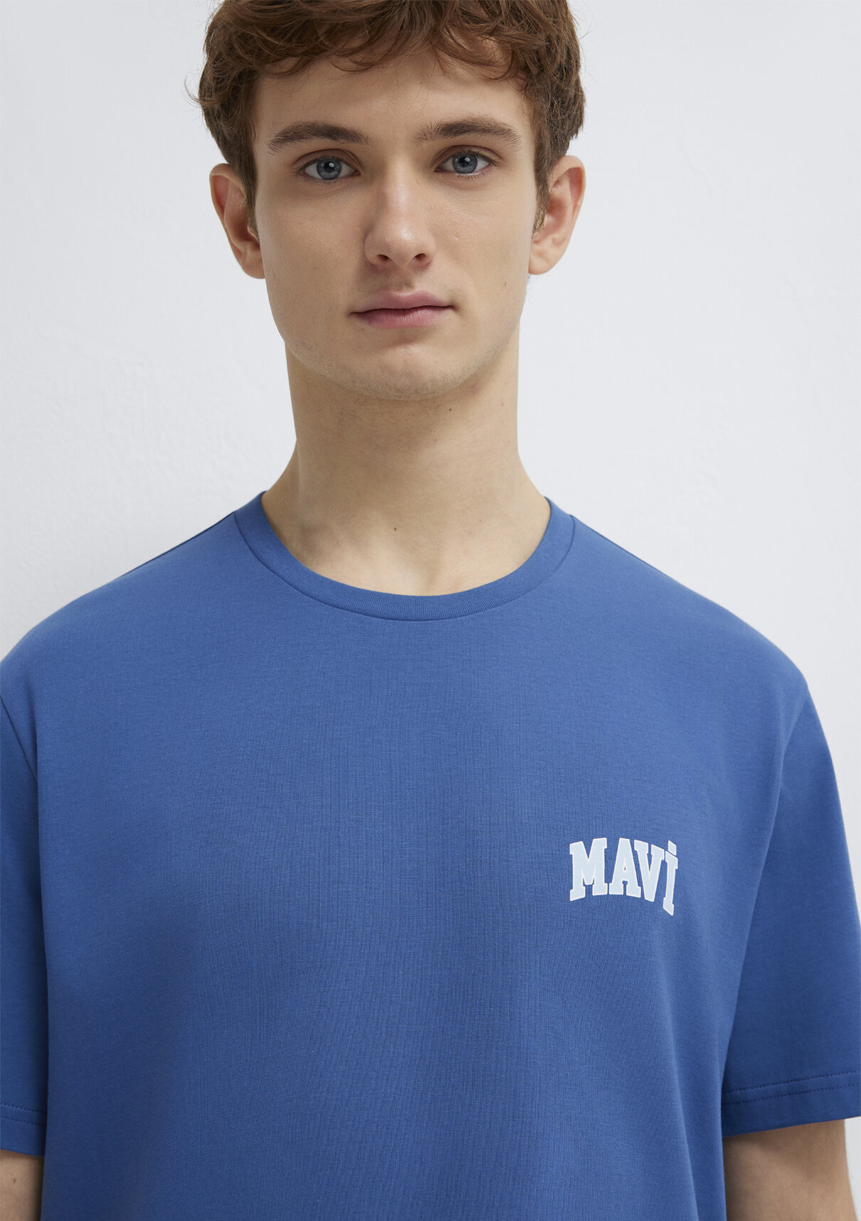 Mavi Logo Baskılı Mavi Tişört görsel 6