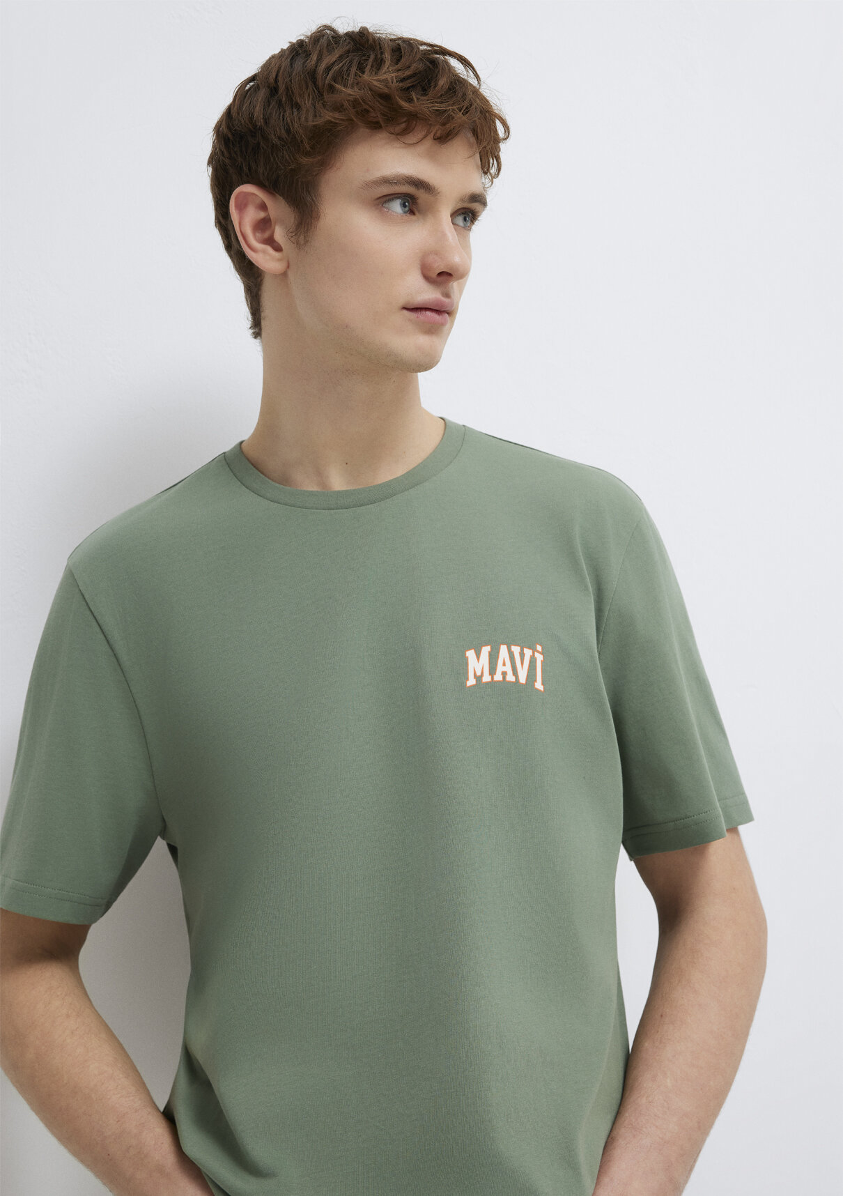 Mavi Logo Baskılı Yeşil Tişört görsel 2