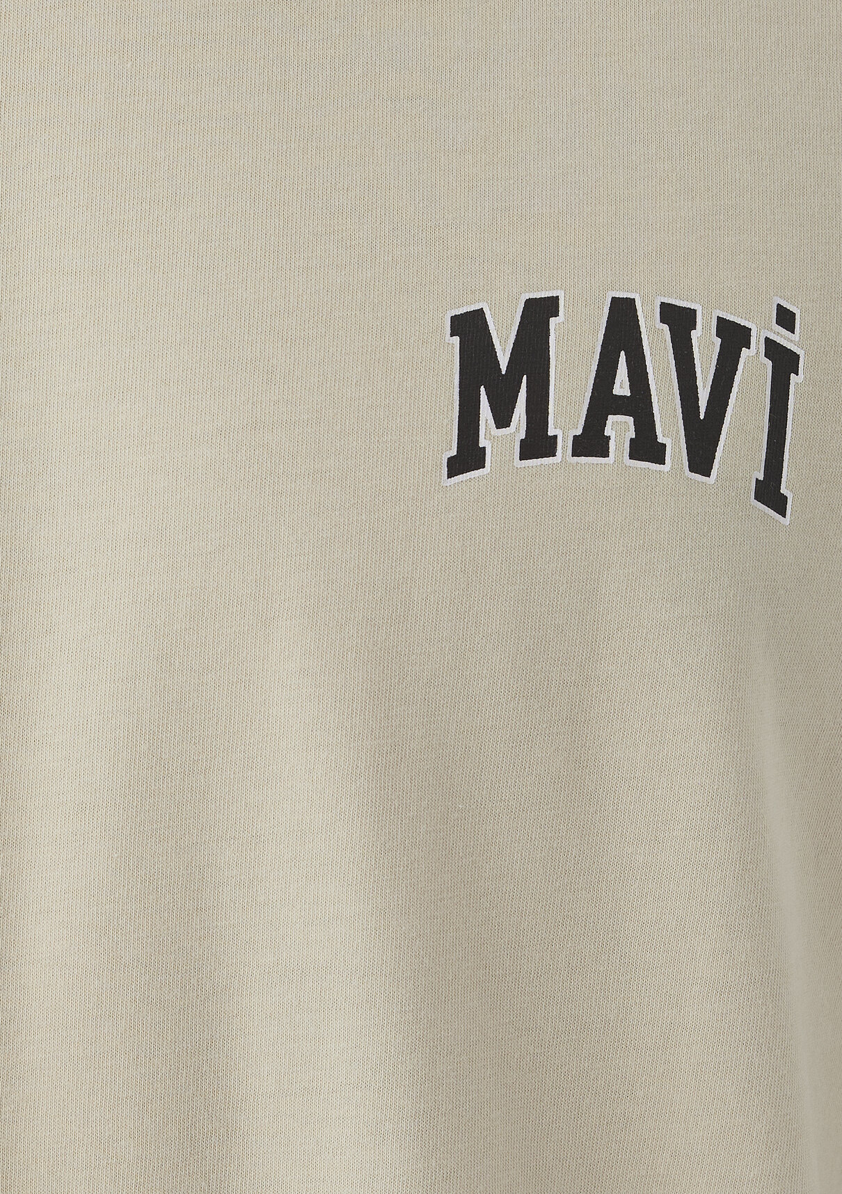 Mavi Logo Baskılı Ekru Tişört görsel 8