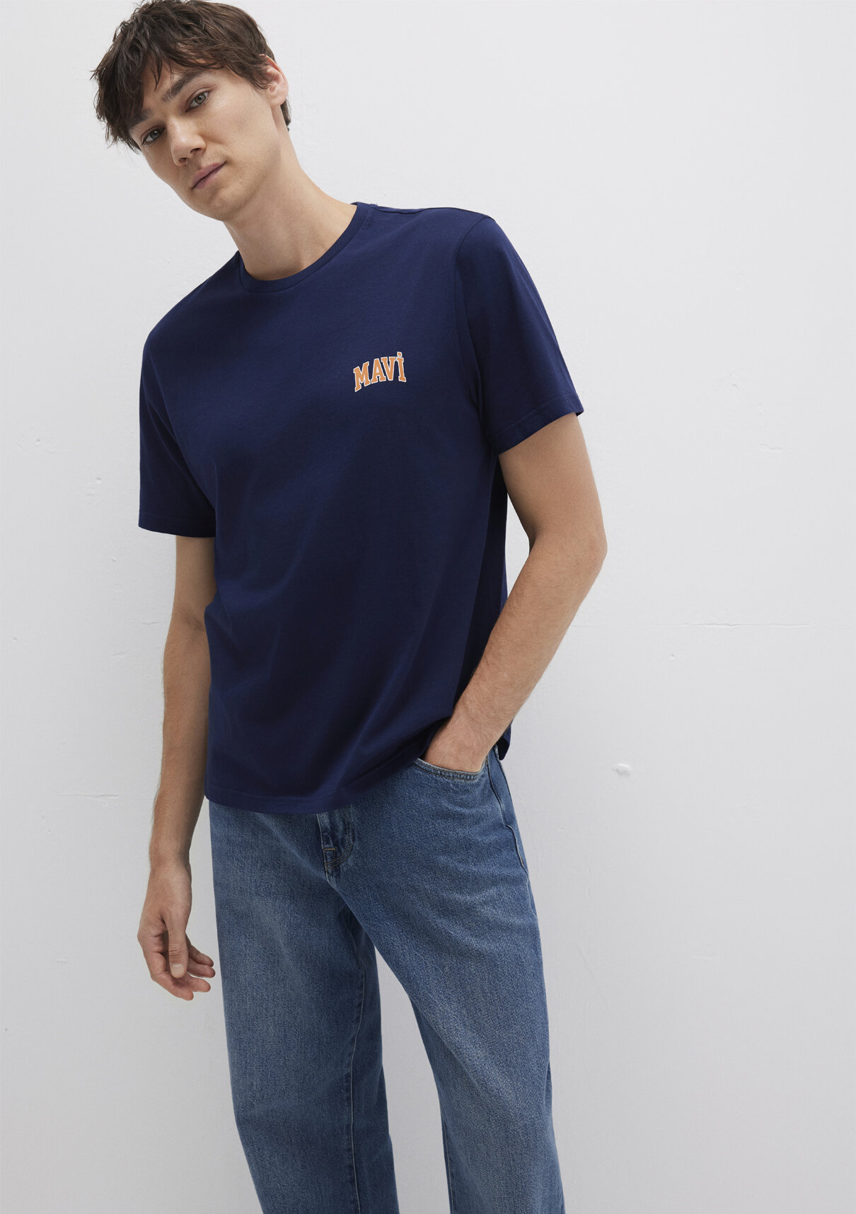 Mavi Logo Baskılı Lacivert Tişört görsel 3