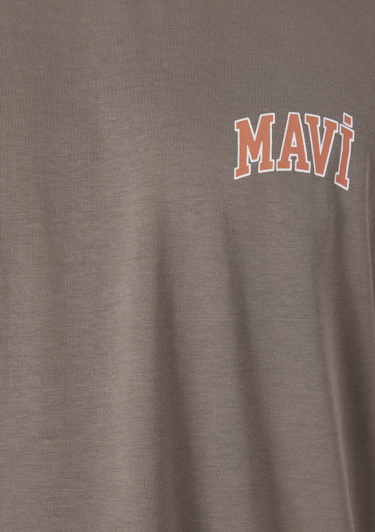 Mavi Logo Baskılı Kahverengi Tişört görsel 7