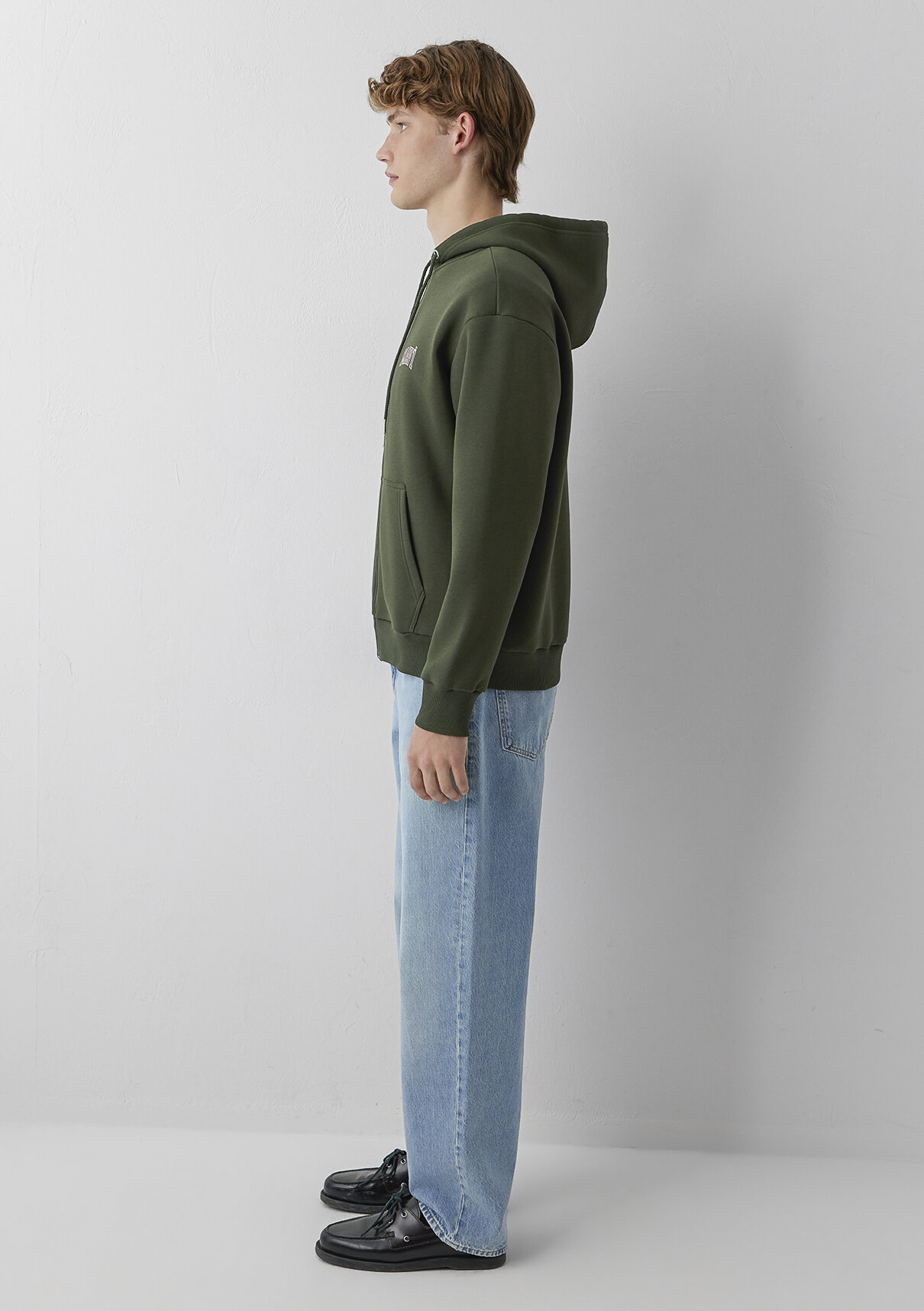 Mavi Logo Baskılı Kapüşonlu Fermuarlı Yeşil Sweatshirt görsel 4