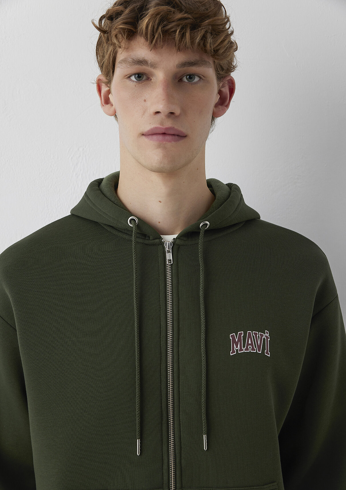 Mavi Logo Baskılı Kapüşonlu Fermuarlı Yeşil Sweatshirt görsel 6