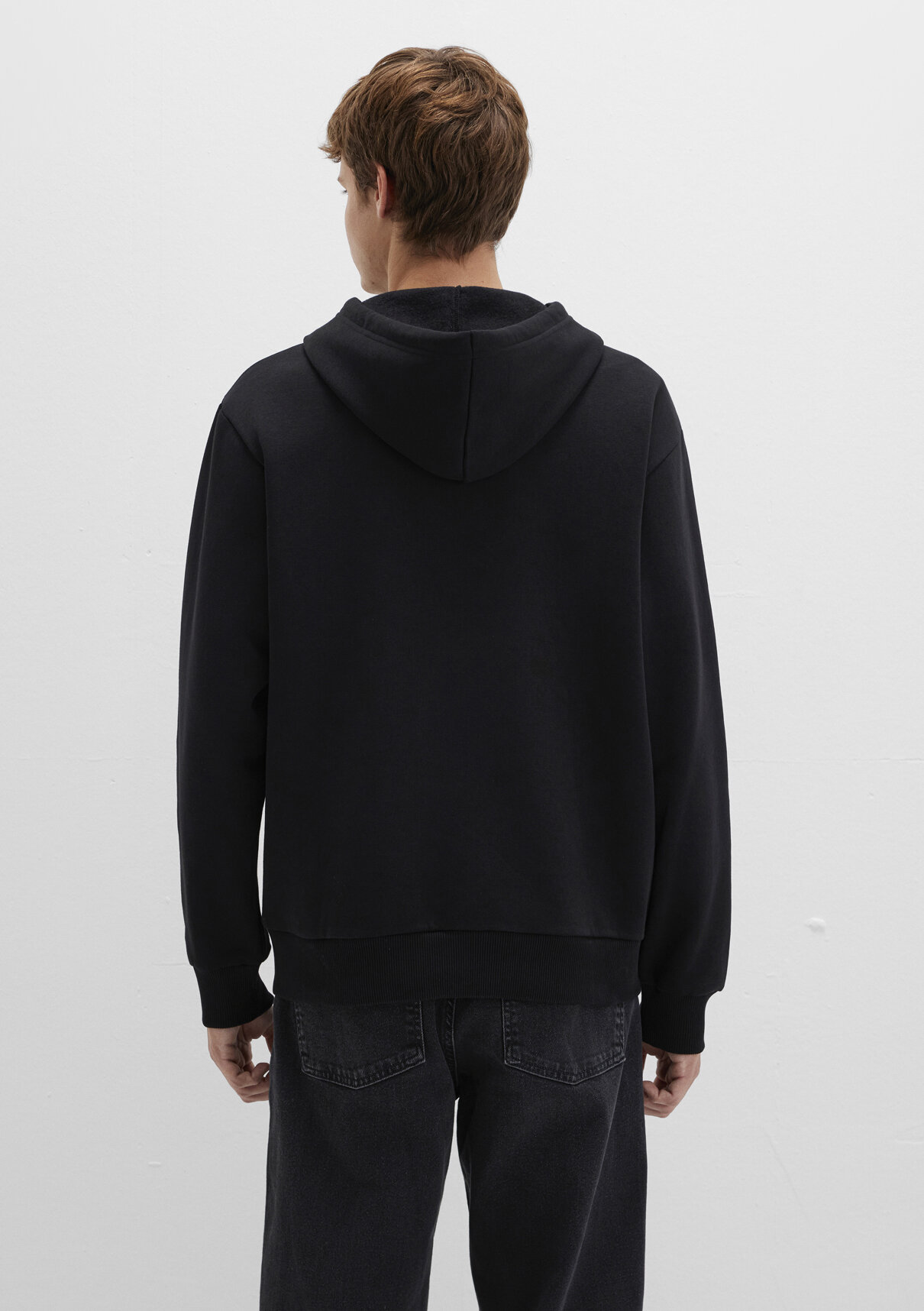Mavi Logo Baskılı Kapüşonlu Fermuarlı Siyah Sweatshirt görsel 4