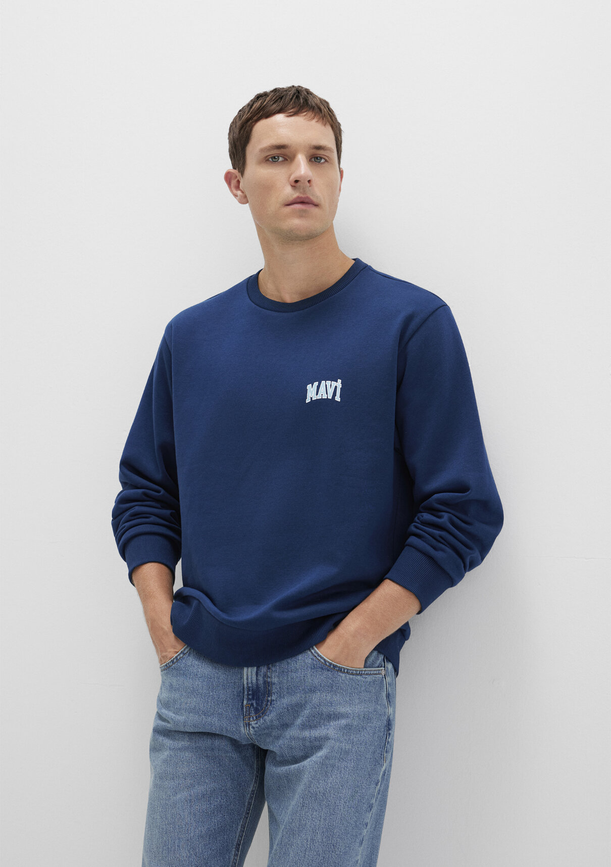 Mavi Logo Baskılı Mavi Sweatshirt