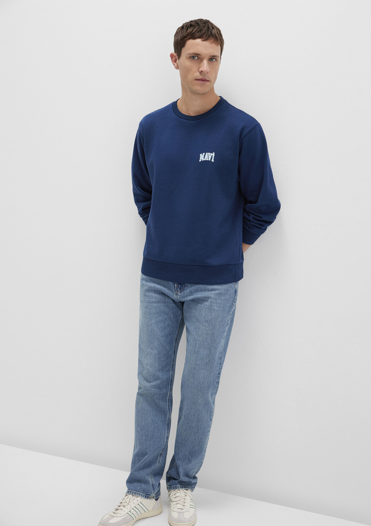 Mavi Logo Baskılı Mavi Sweatshirt görsel 2