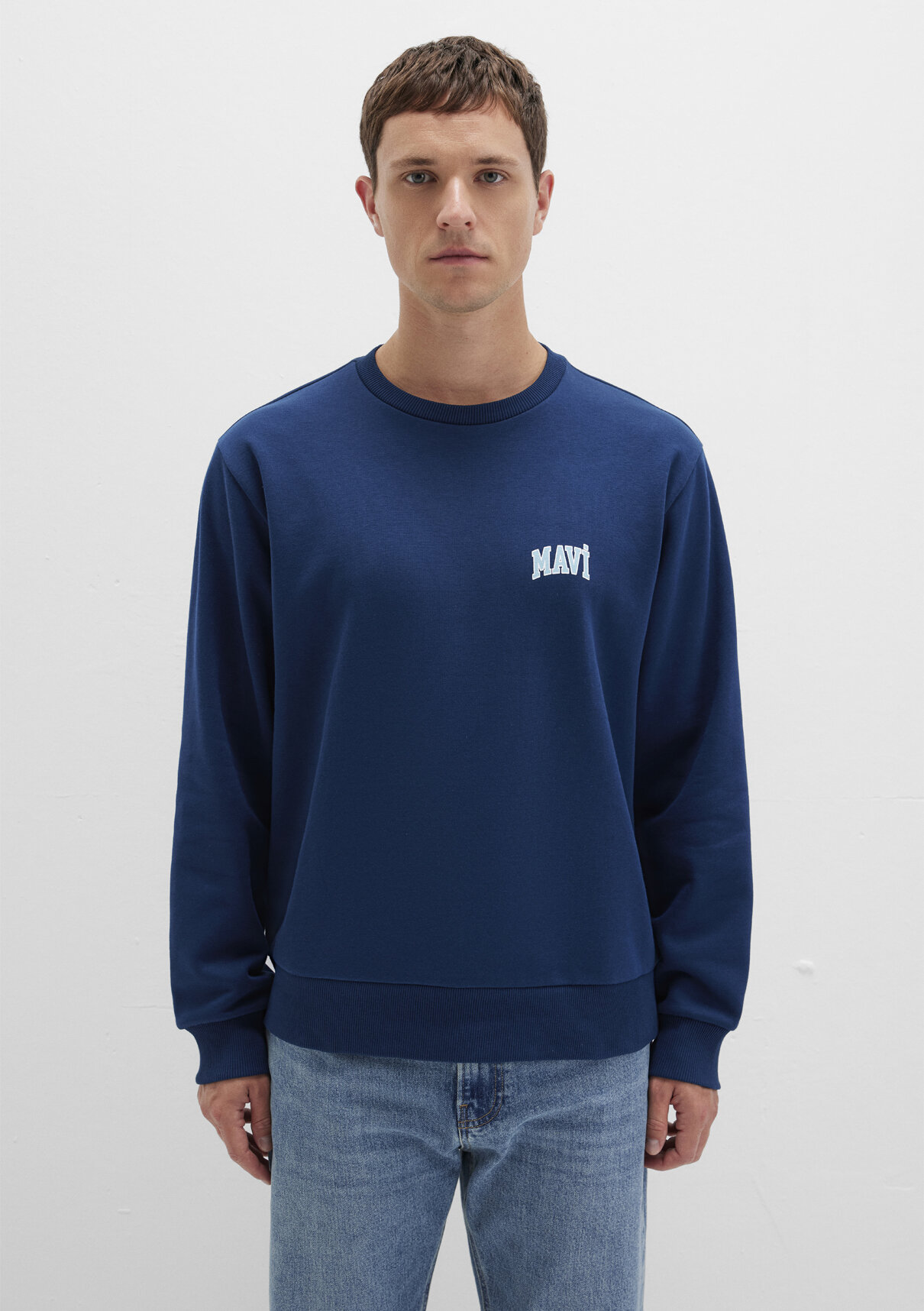 Mavi Logo Baskılı Mavi Sweatshirt görsel 4