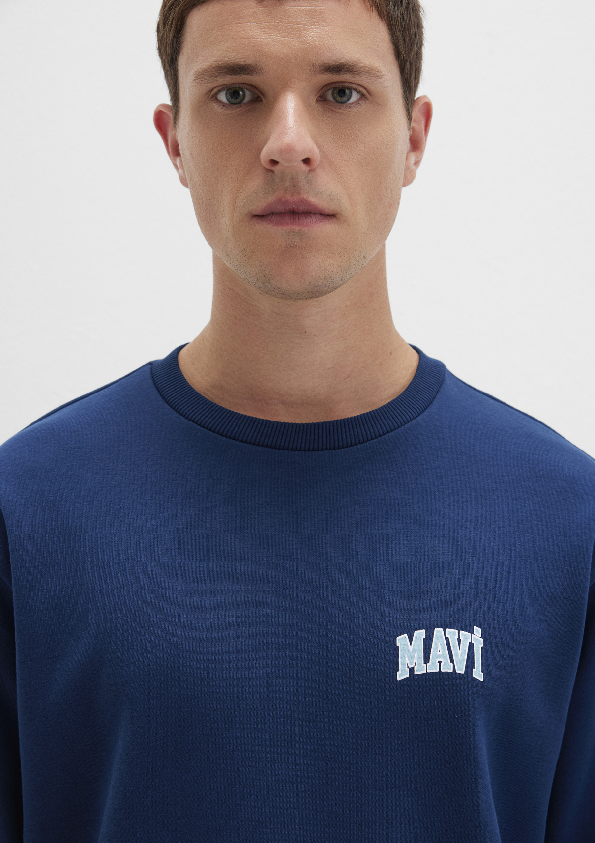 Mavi Logo Baskılı Mavi Sweatshirt görsel 6