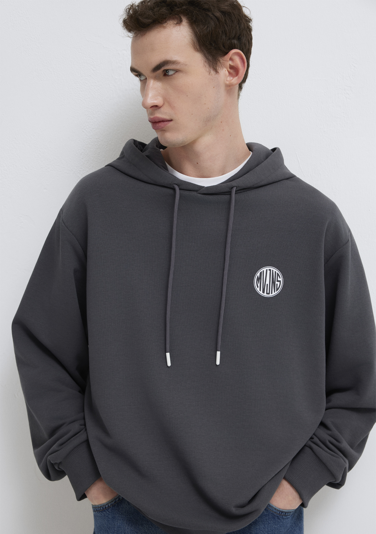 Mavi MVJNS Logo Baskılı Kapüşonlu Antrasit Sweatshirt
