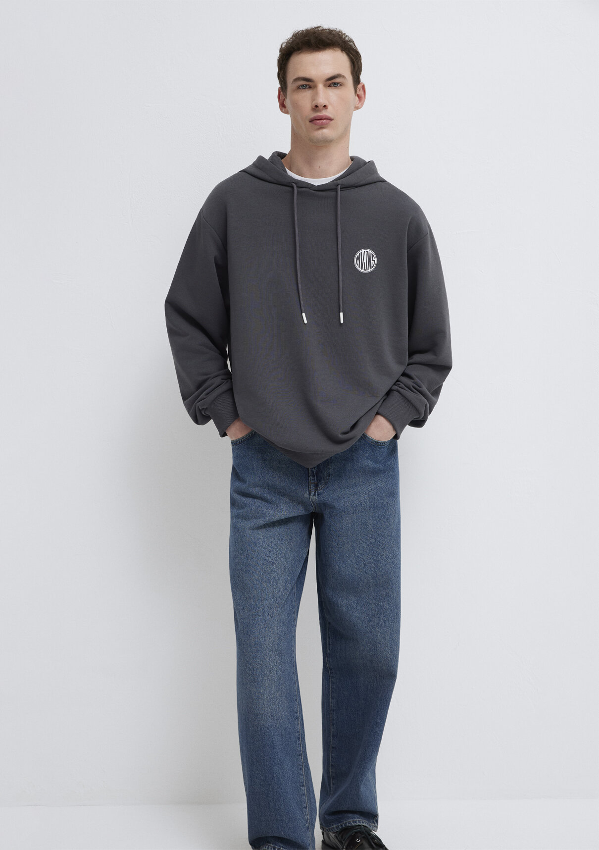 Mavi MVJNS Logo Baskılı Kapüşonlu Antrasit Sweatshirt görsel 2