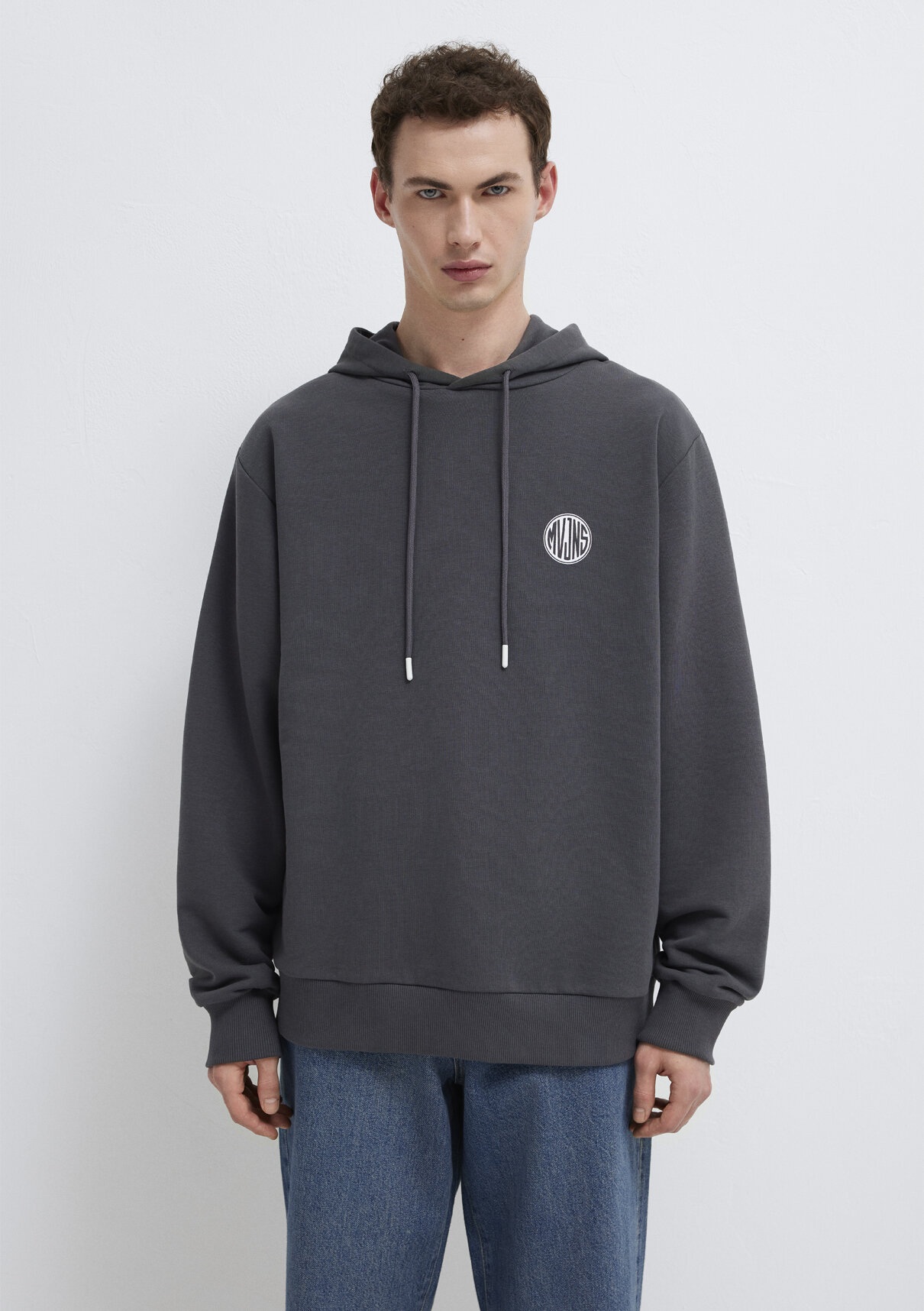 Mavi MVJNS Logo Baskılı Kapüşonlu Antrasit Sweatshirt görsel 3