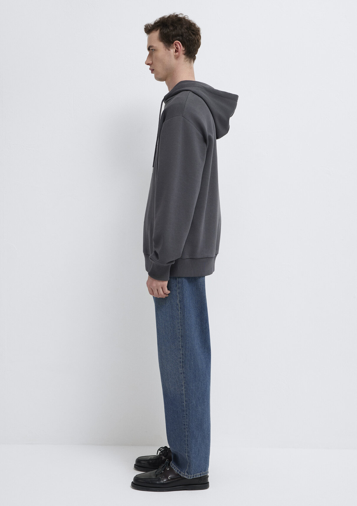 Mavi MVJNS Logo Baskılı Kapüşonlu Antrasit Sweatshirt görsel 4