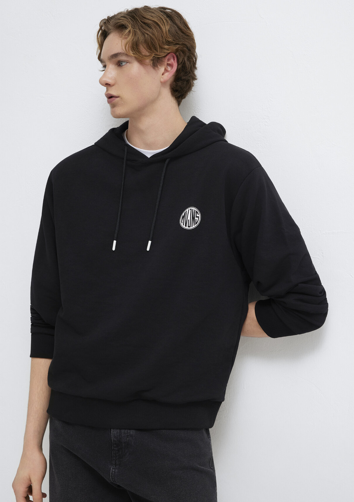Mavi MVJNS Logo Baskılı Kapüşonlu Siyah Sweatshirt