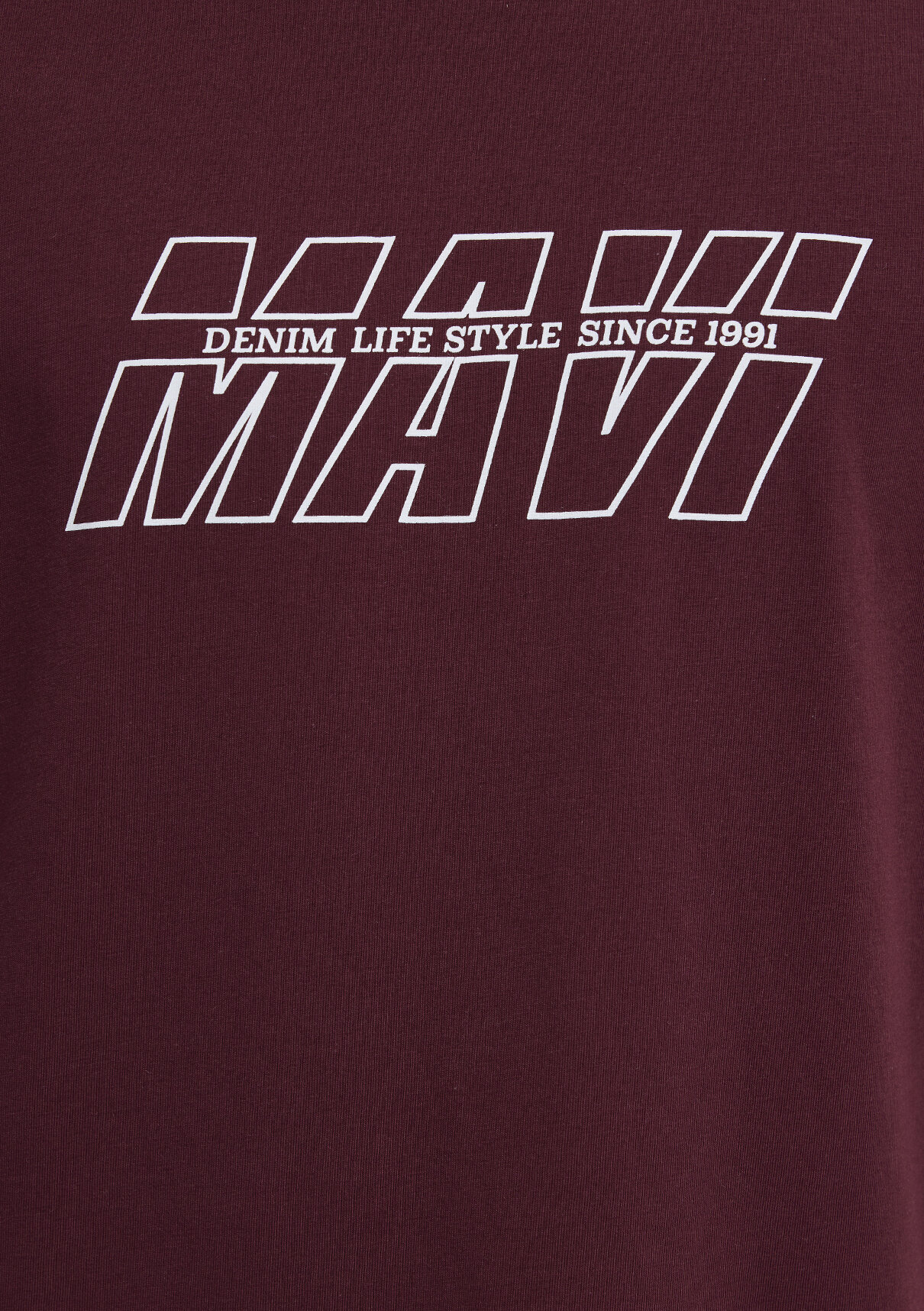 Mavi Baskılı Bordo Tişört görsel 7
