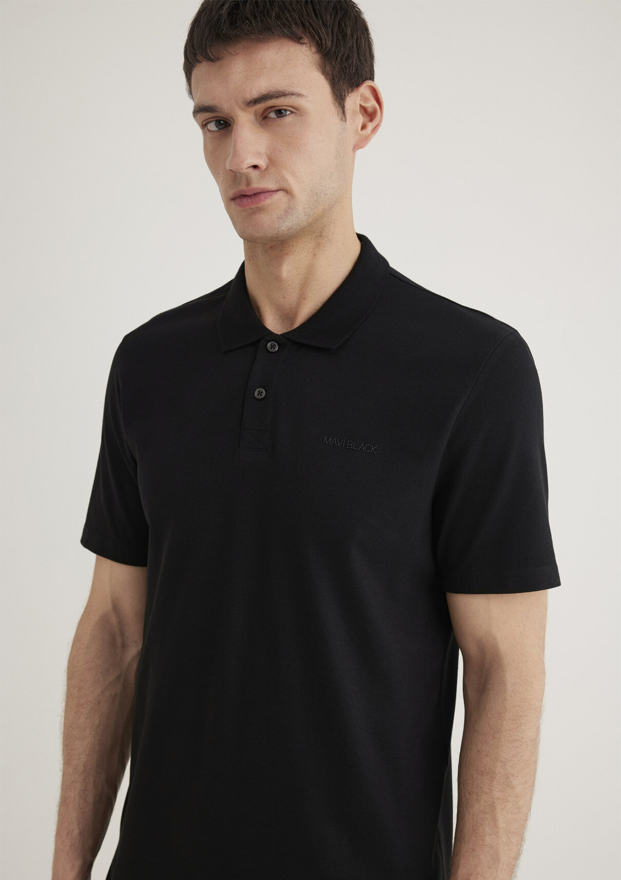 Mavi Siyah (TENCEL™) Liyosel Karışımlı Polo Tişört görsel 2