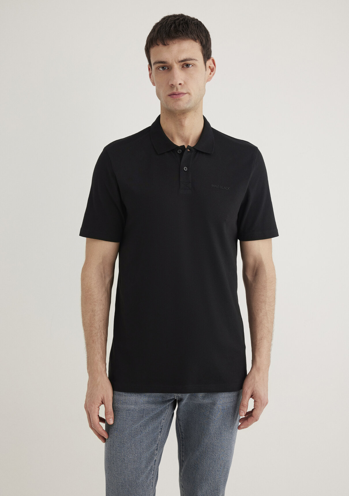 Mavi Siyah (TENCEL™) Liyosel Karışımlı Polo Tişört görsel 3