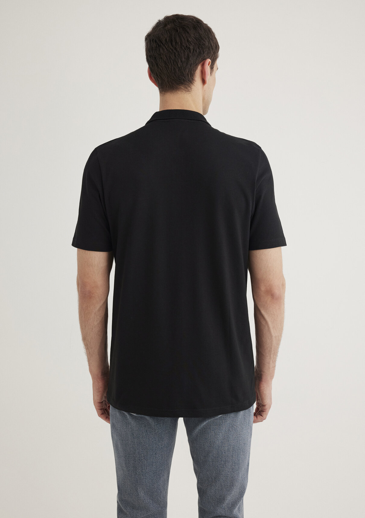 Mavi Siyah (TENCEL™) Liyosel Karışımlı Polo Tişört görsel 4
