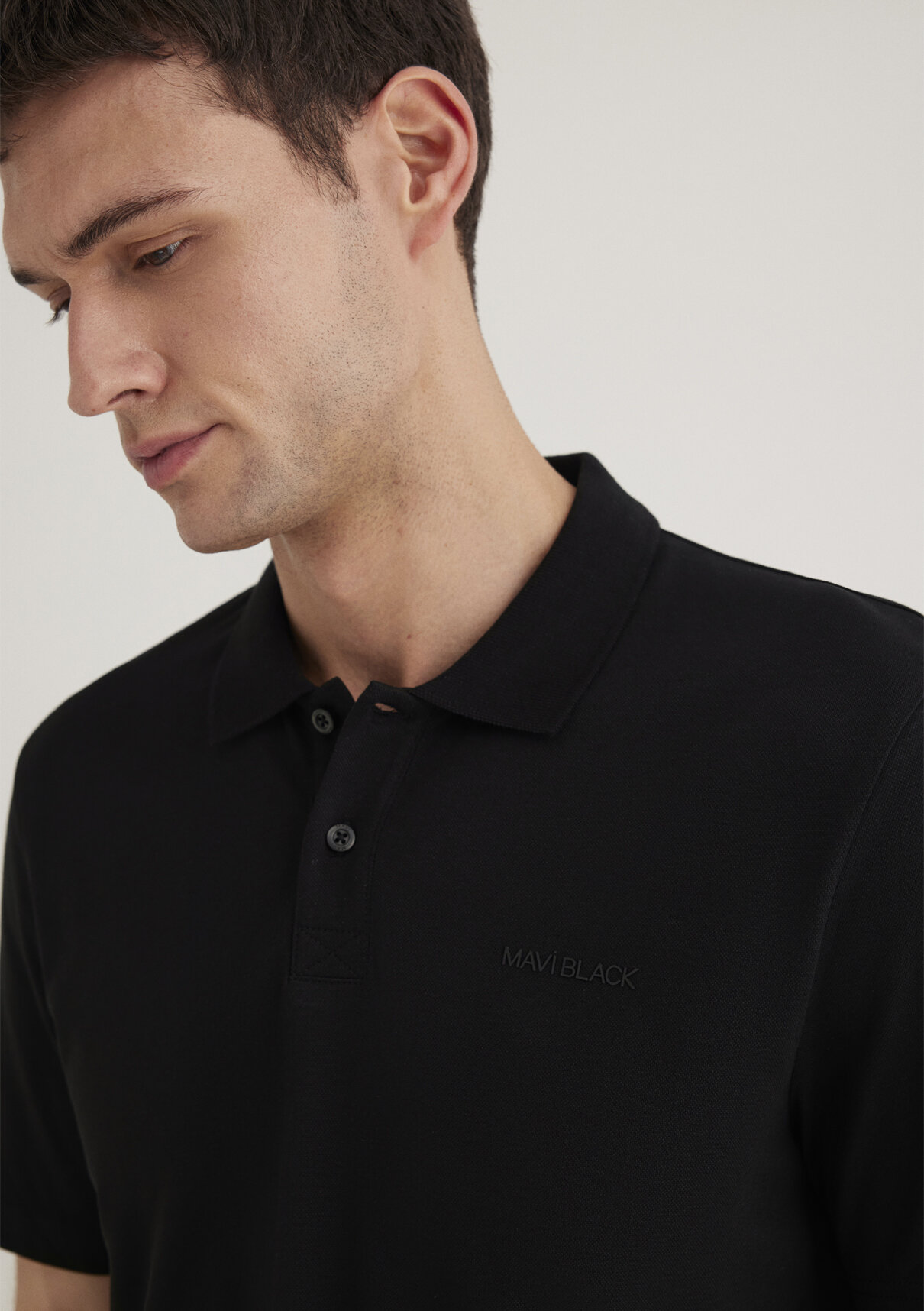 Mavi Siyah (TENCEL™) Liyosel Karışımlı Polo Tişört görsel 5