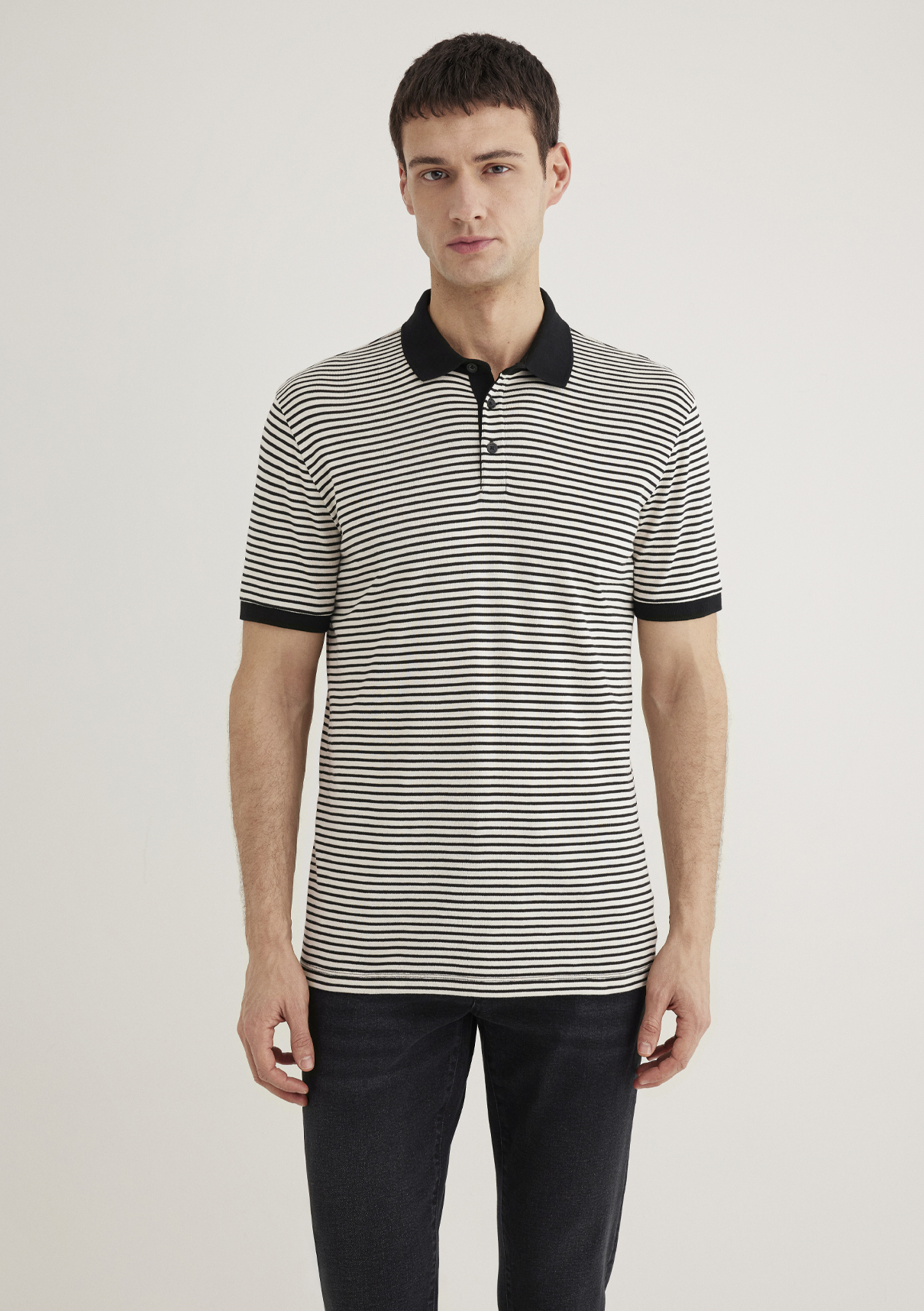 Mavi Black Çizgili Polo Tişört görsel 3