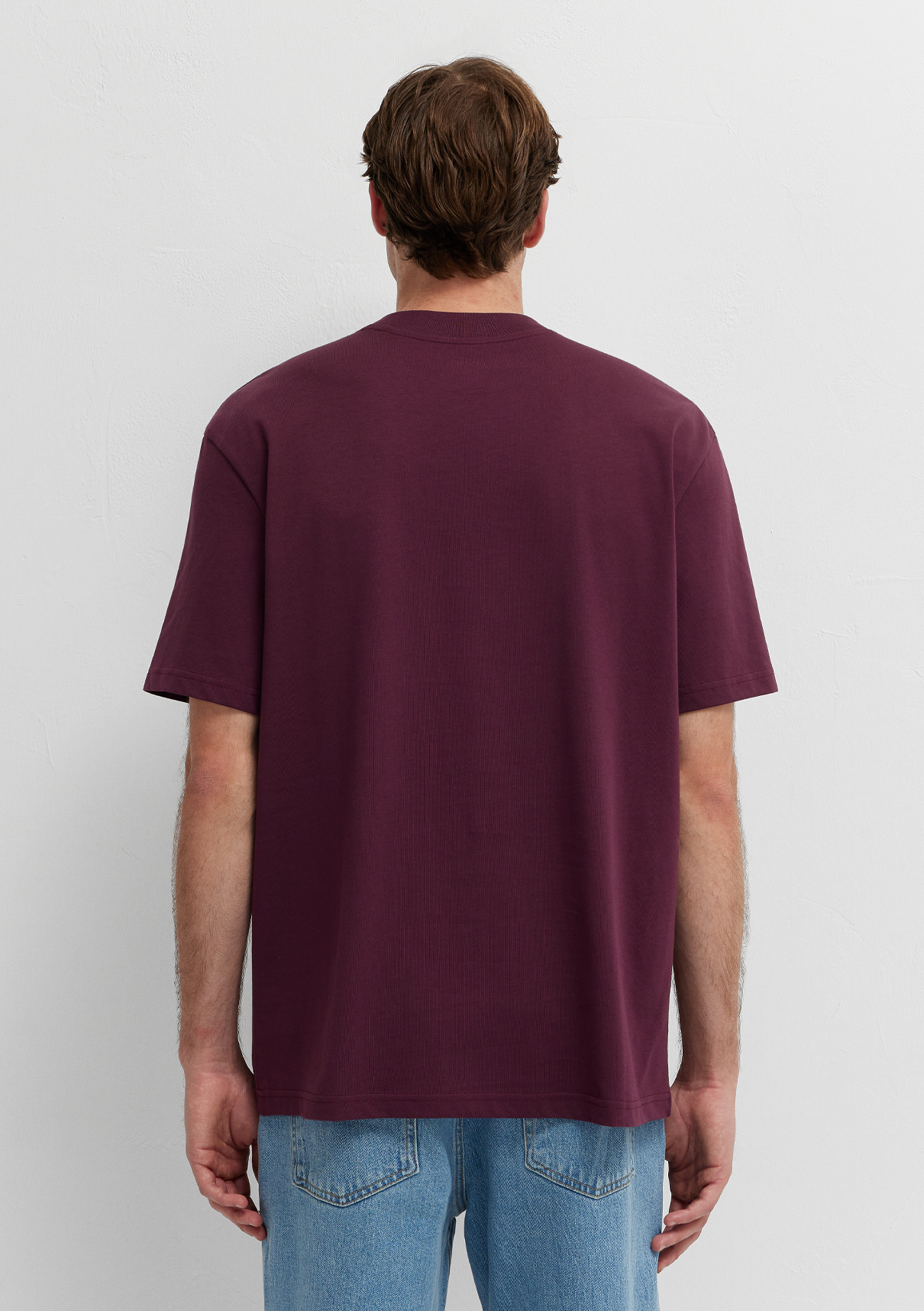 Mavi Logo Baskılı Bordo Basic Tişört görsel 5