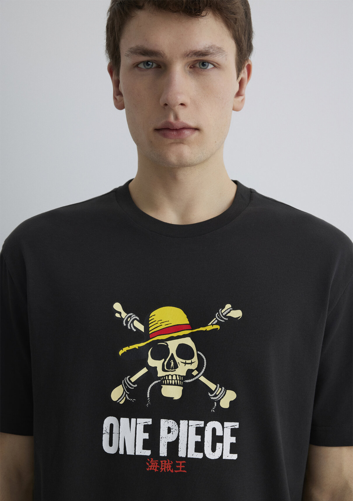 Mavi One Piece Baskılı Antrasit Tişört görsel 6