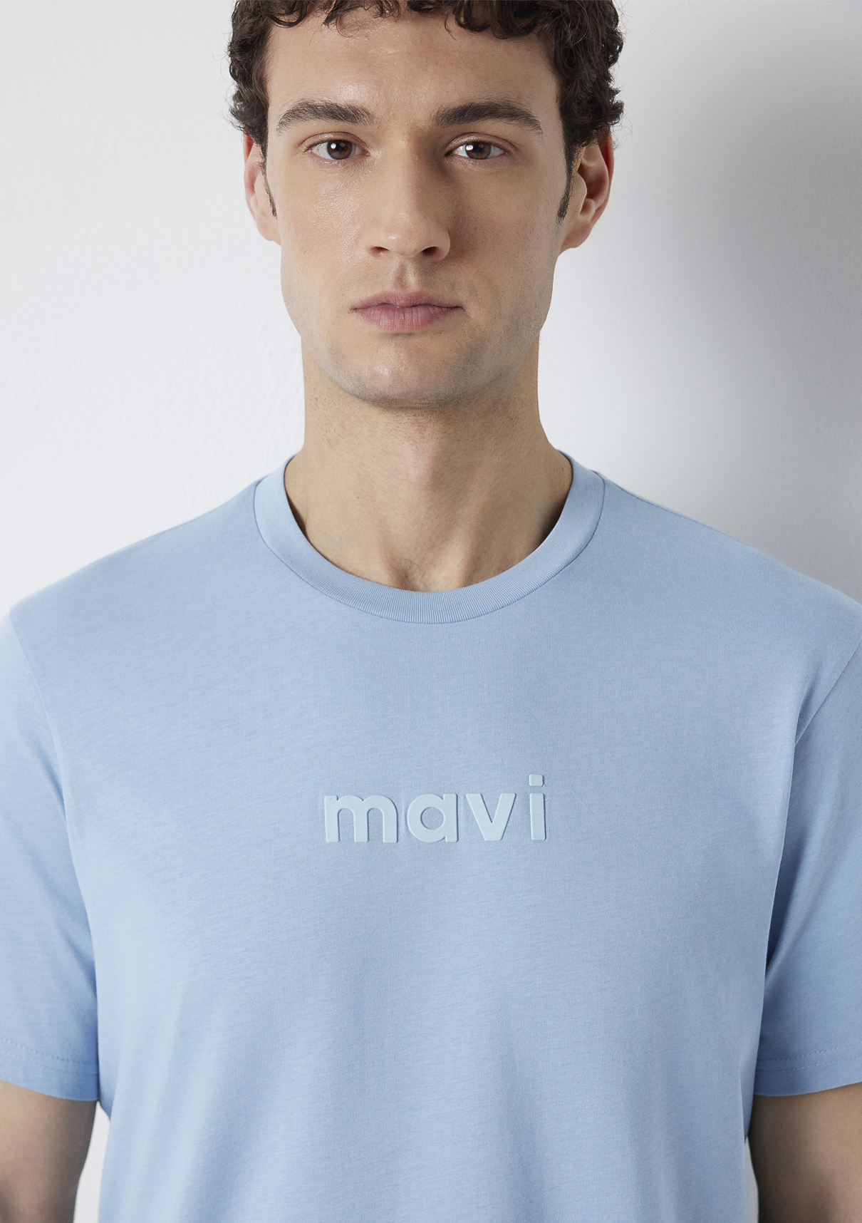 Mavi Logo Baskılı Mavi Tişört görsel 6