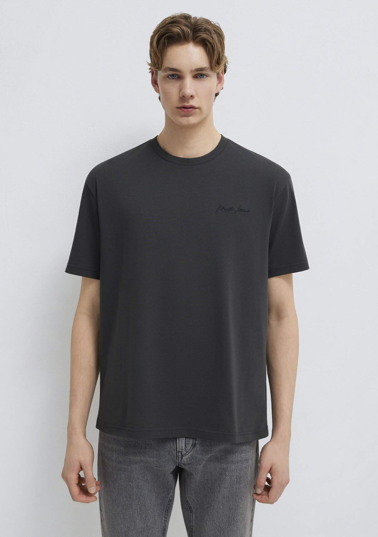 Mavi Jeans Nakışlı Antrasit Basic Tişört görsel 3