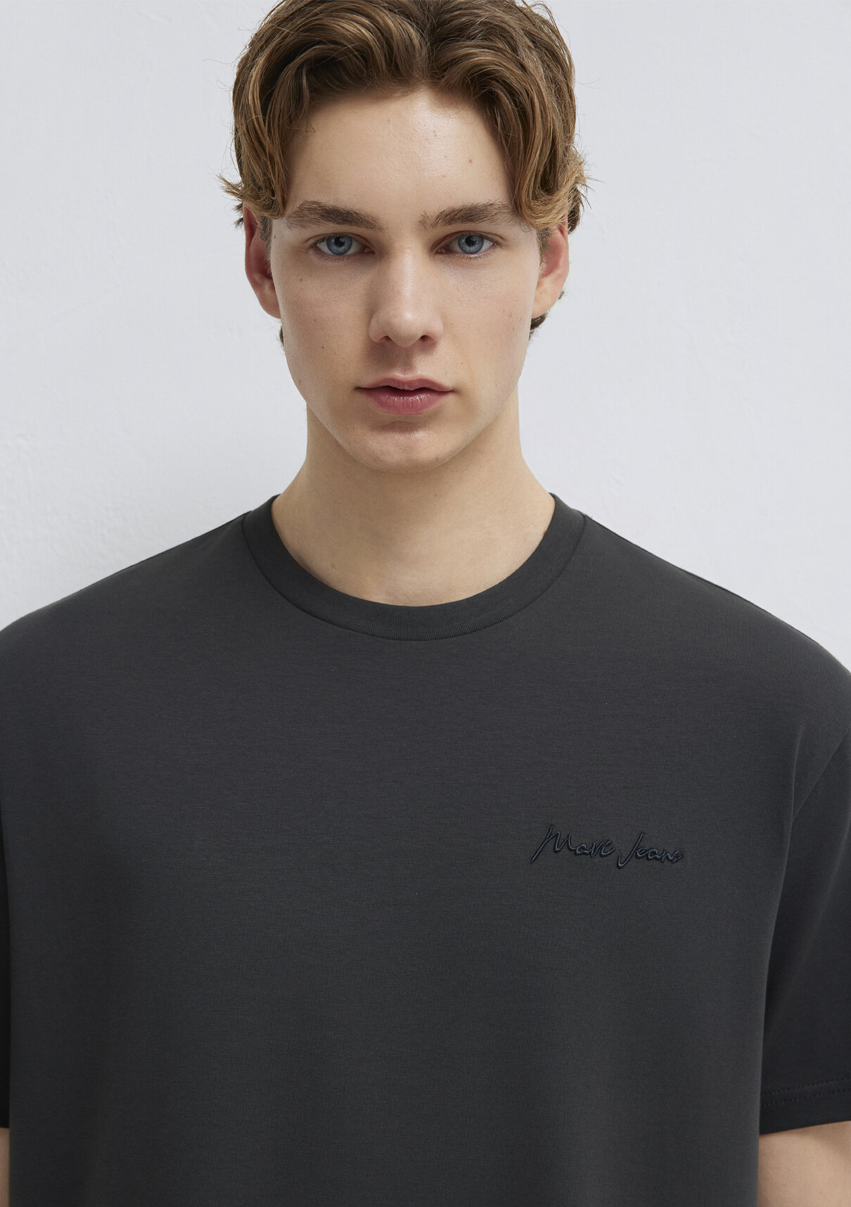 Mavi Jeans Nakışlı Antrasit Basic Tişört görsel 6
