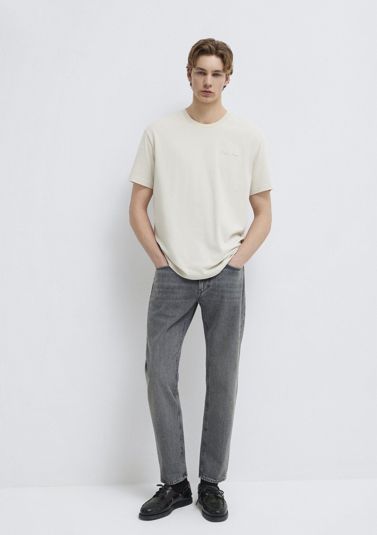 Mavi Jeans Nakışlı Ekru Basic tişört görsel 2